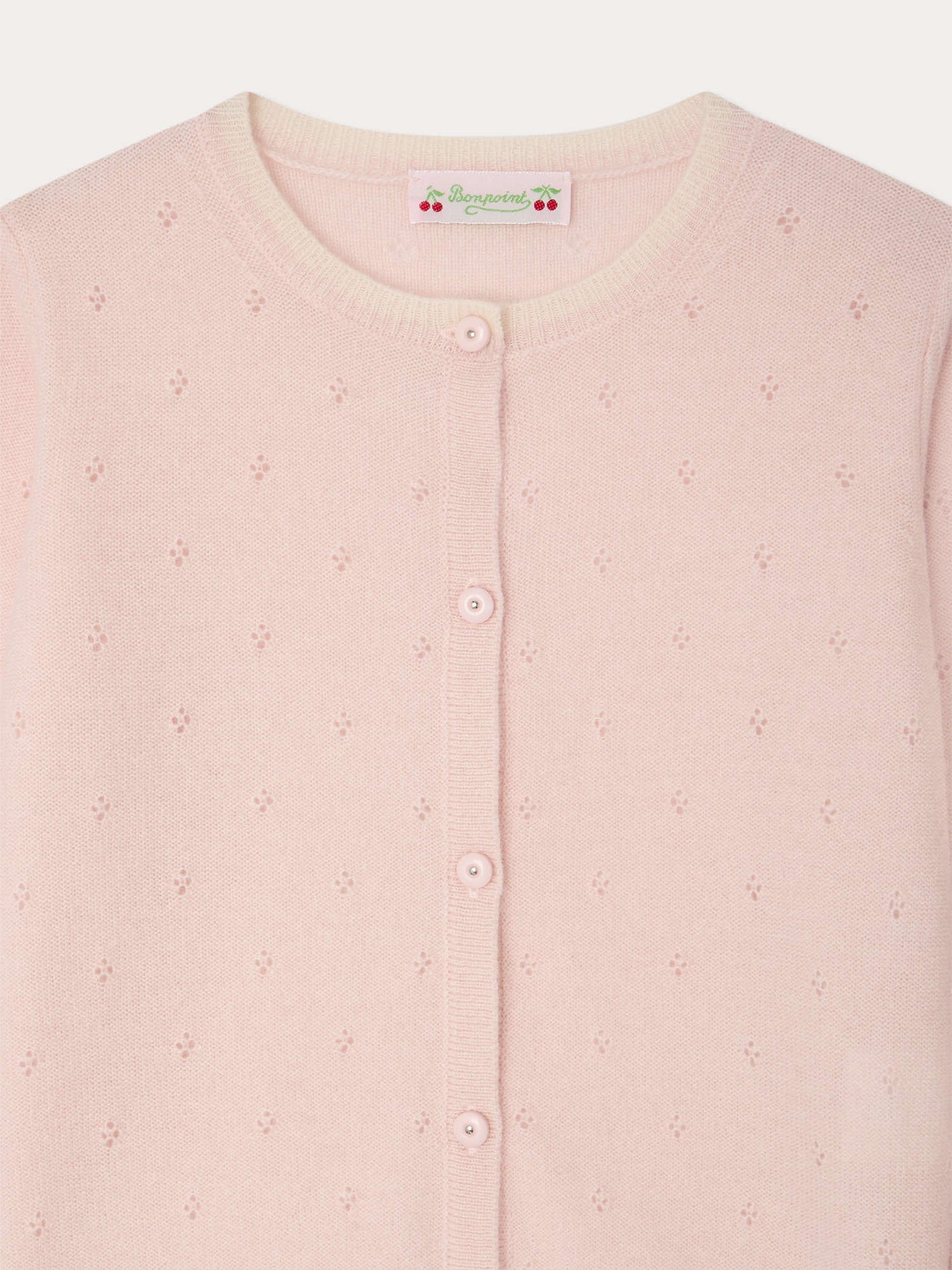 Cardigan Luella col rond et maille pointelle en cachemire