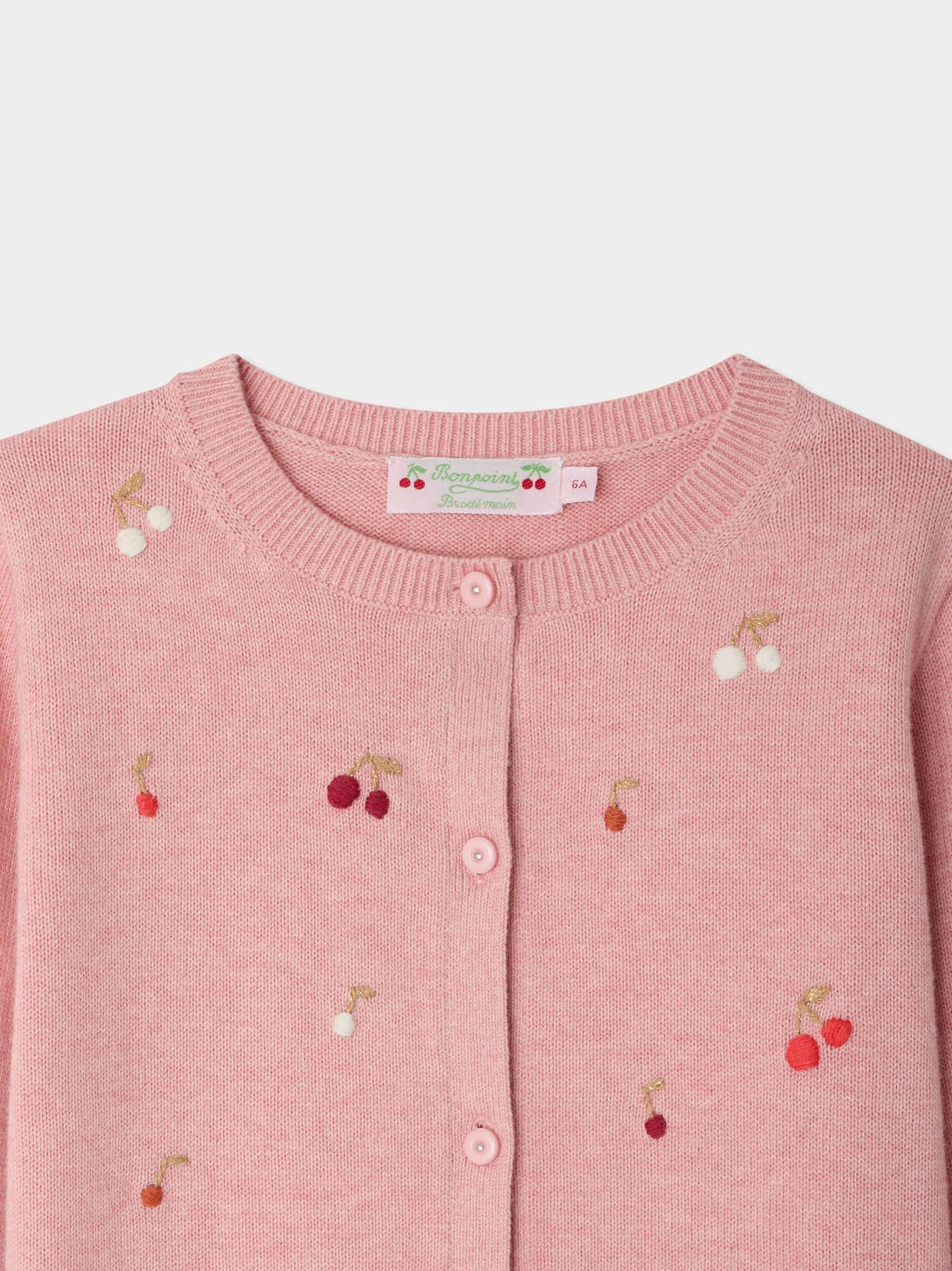 Cardigan Lilith col rond cerises brodées main