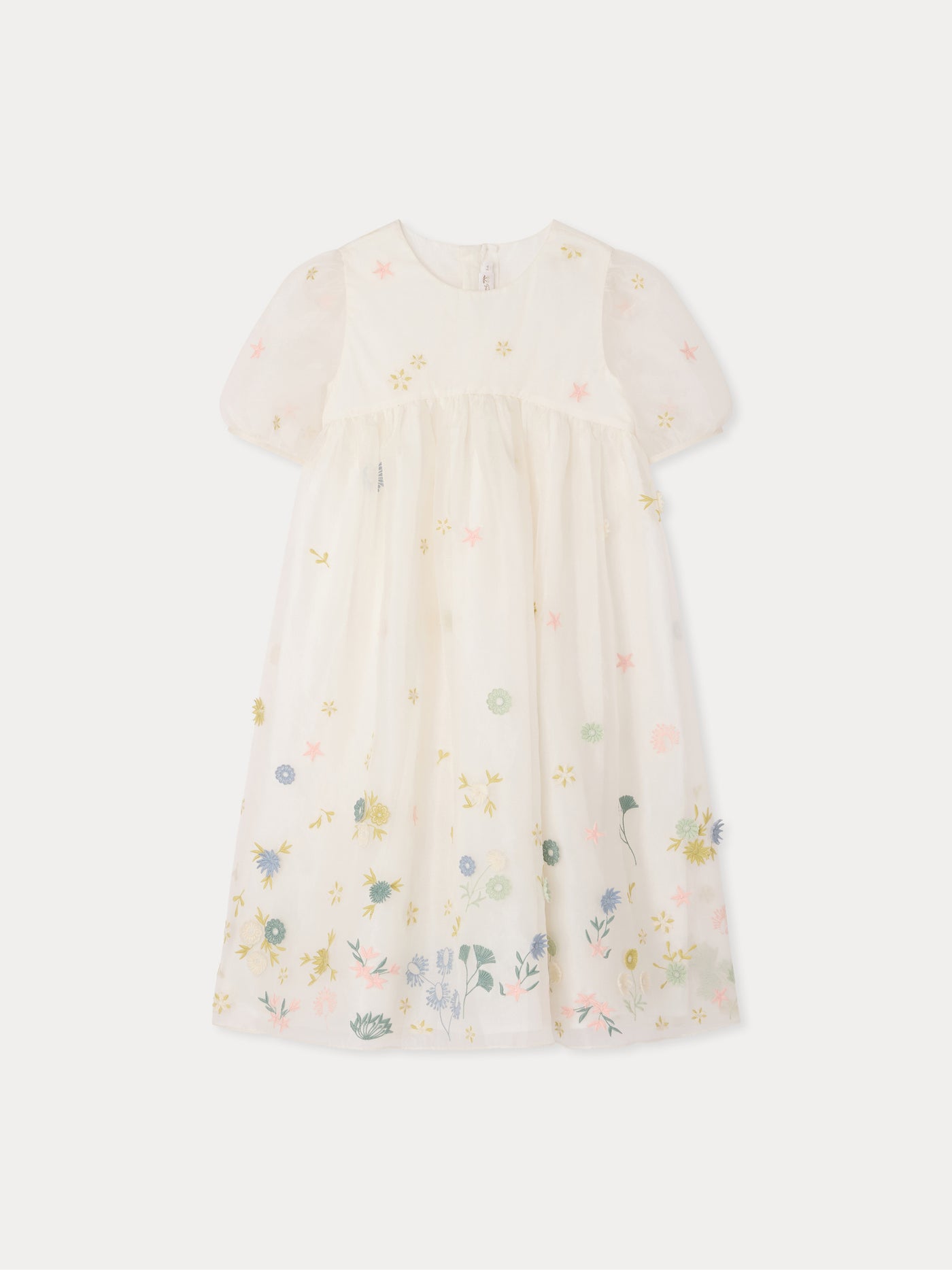 Elmae dress with embroidered flowers in silk