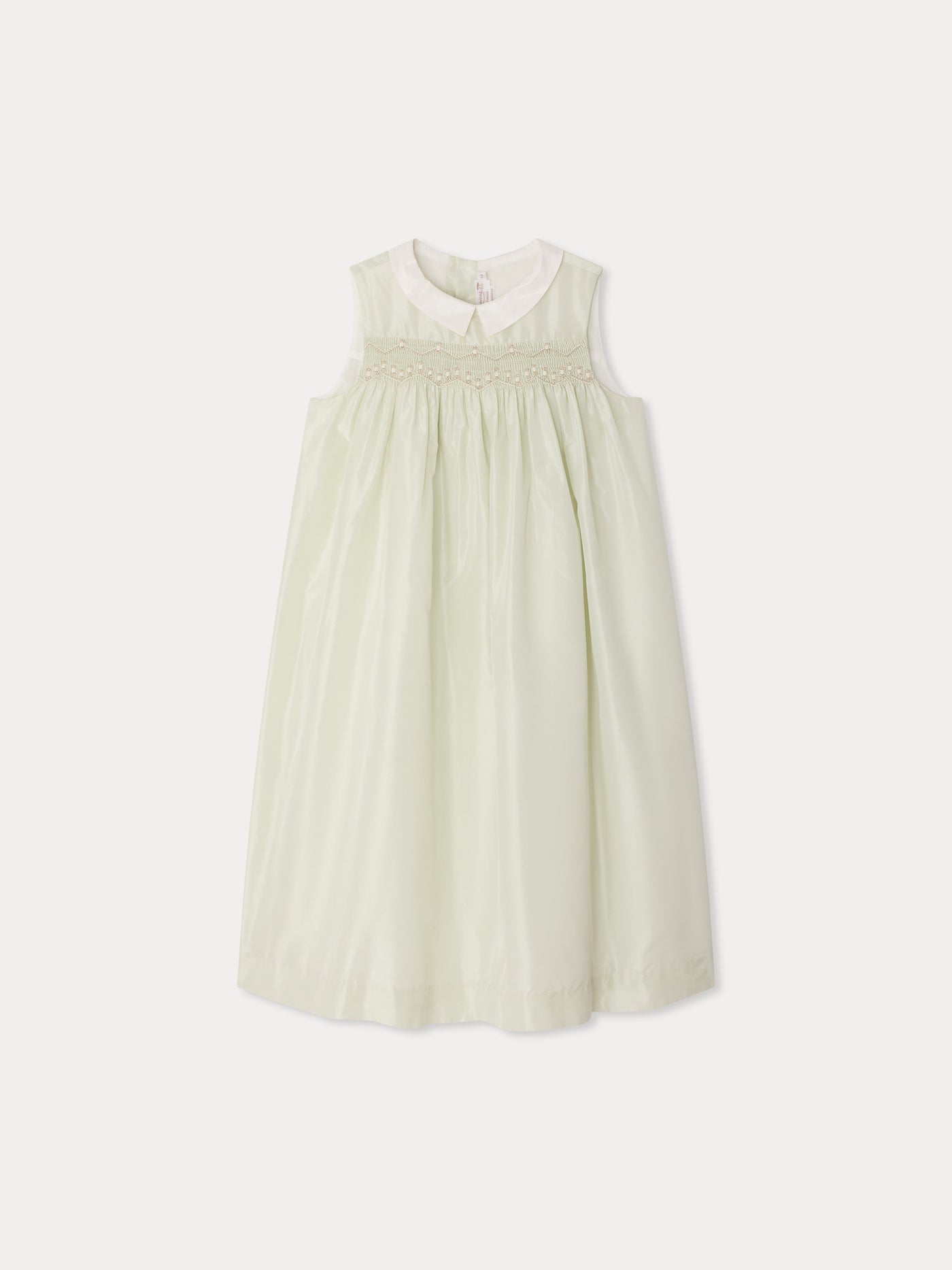 Ciliegia smocked and hand-embroidered silk dress