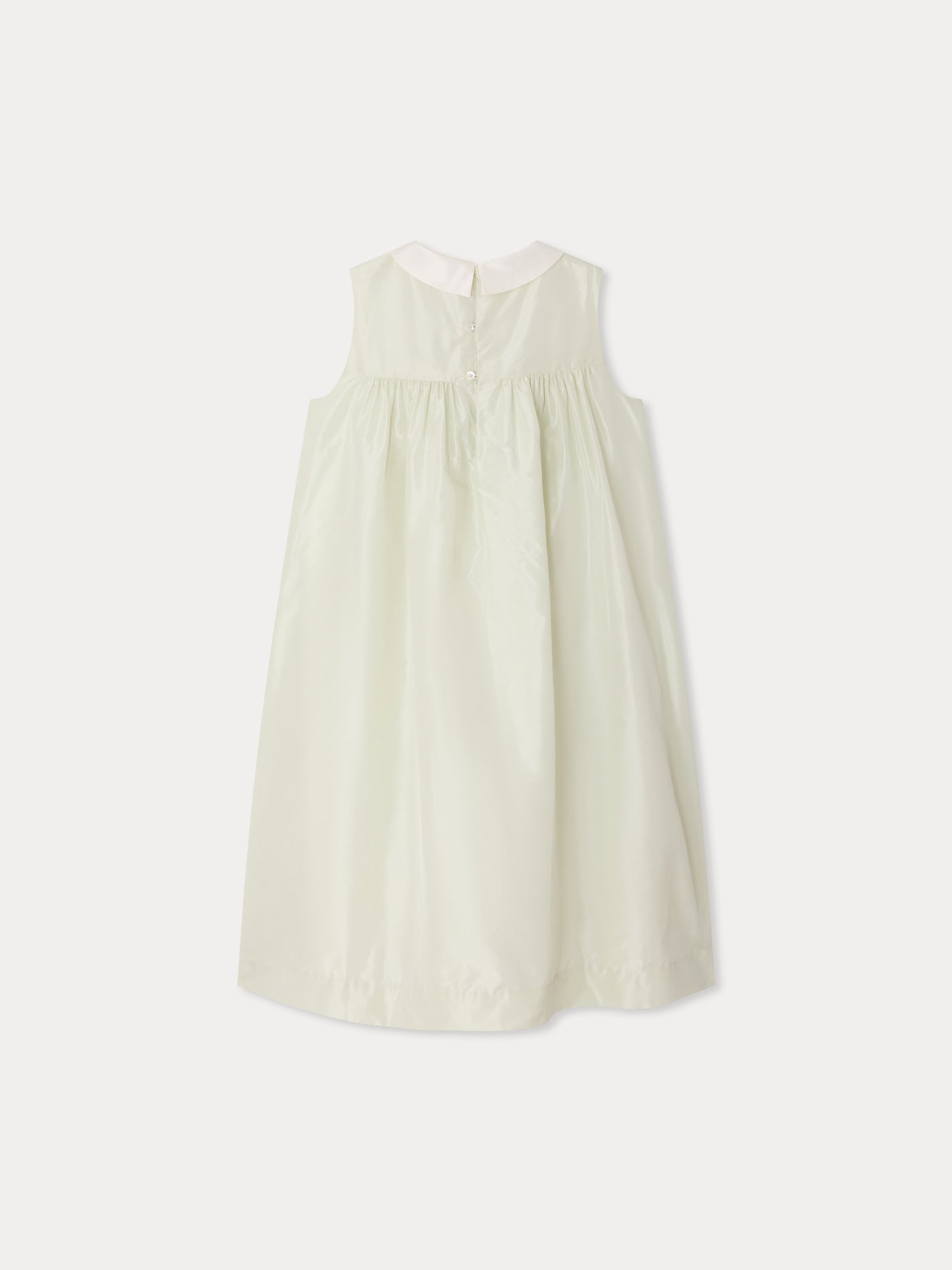 Robe Ciliegia smockée et brodée main en soie