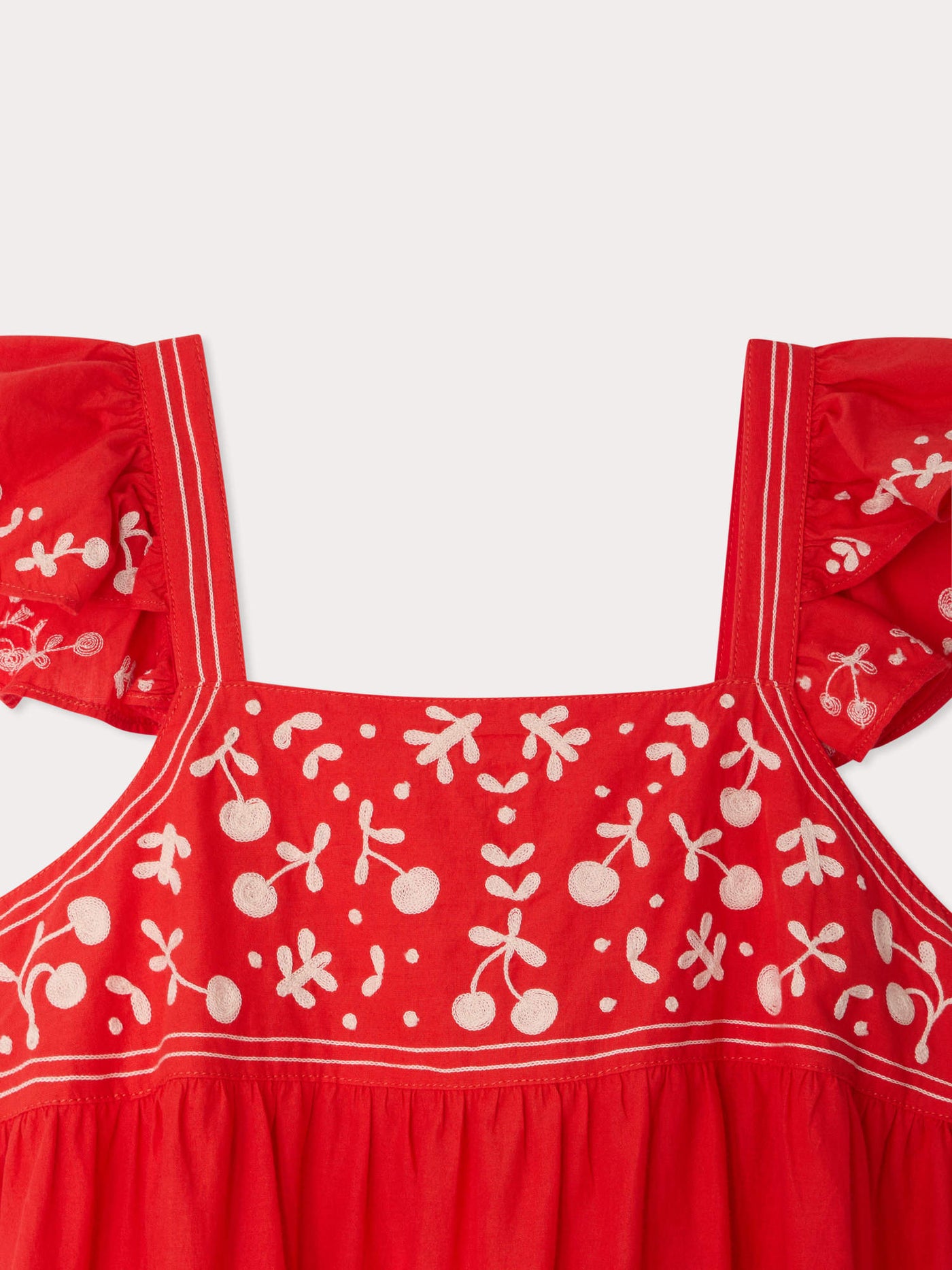 Robe Cora à volants brodée main en coton biologique