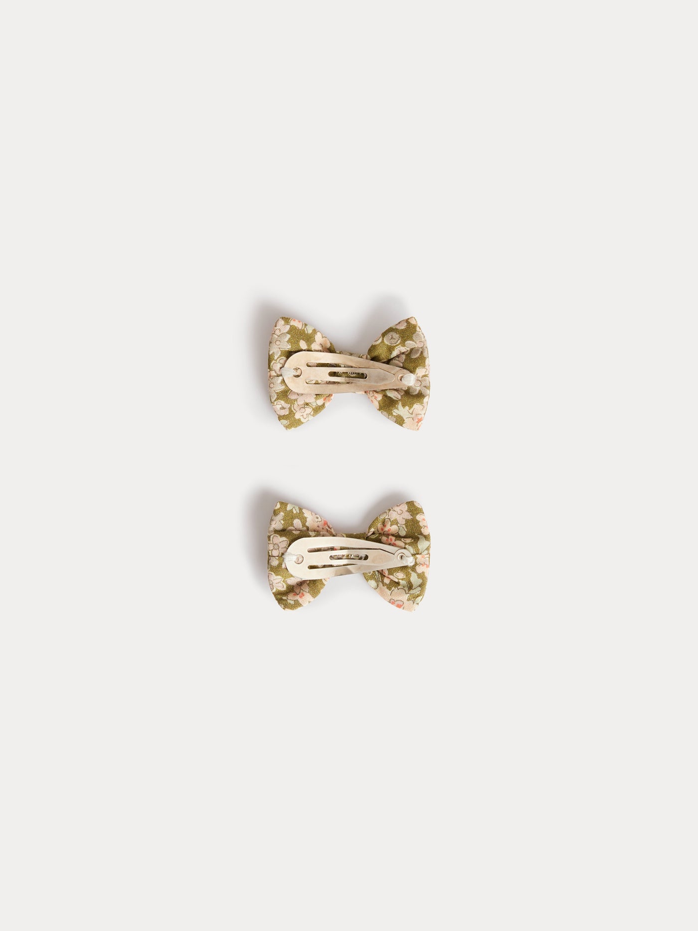 Barrettes Miniclic en tissu Liberty vert tilleul en coton biologique