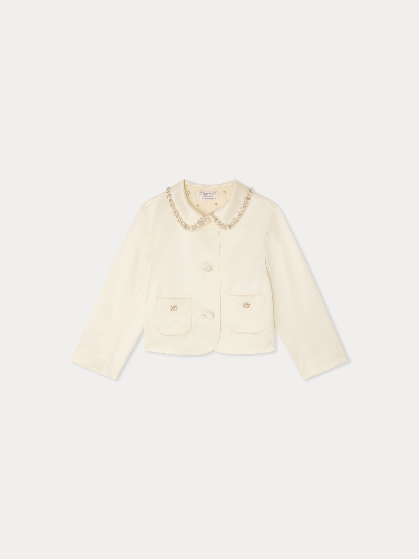 Veste Laelia strass et perles brodés main en coton biologique et viscose