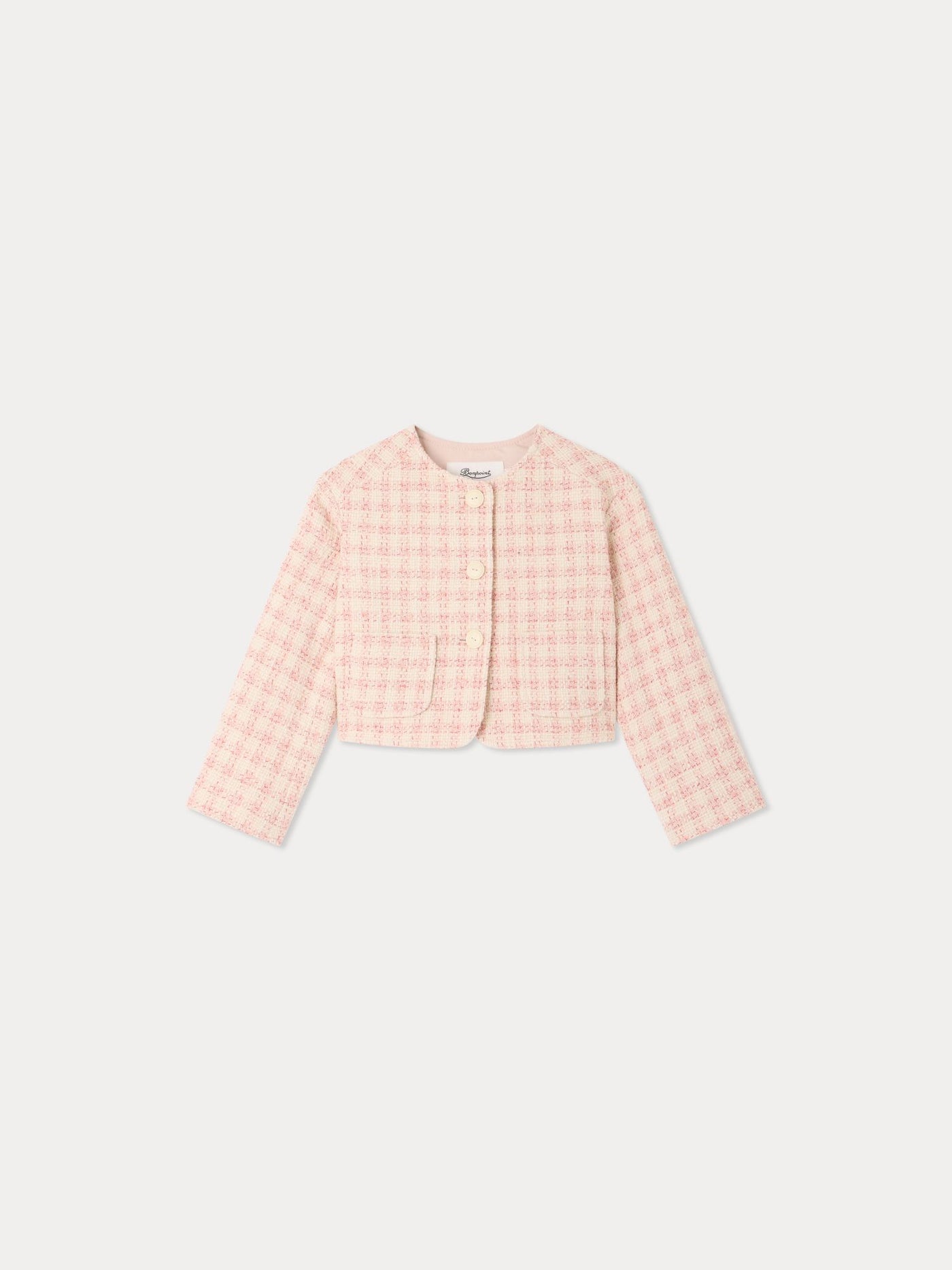 Tabitha jacket in powder pink tweed