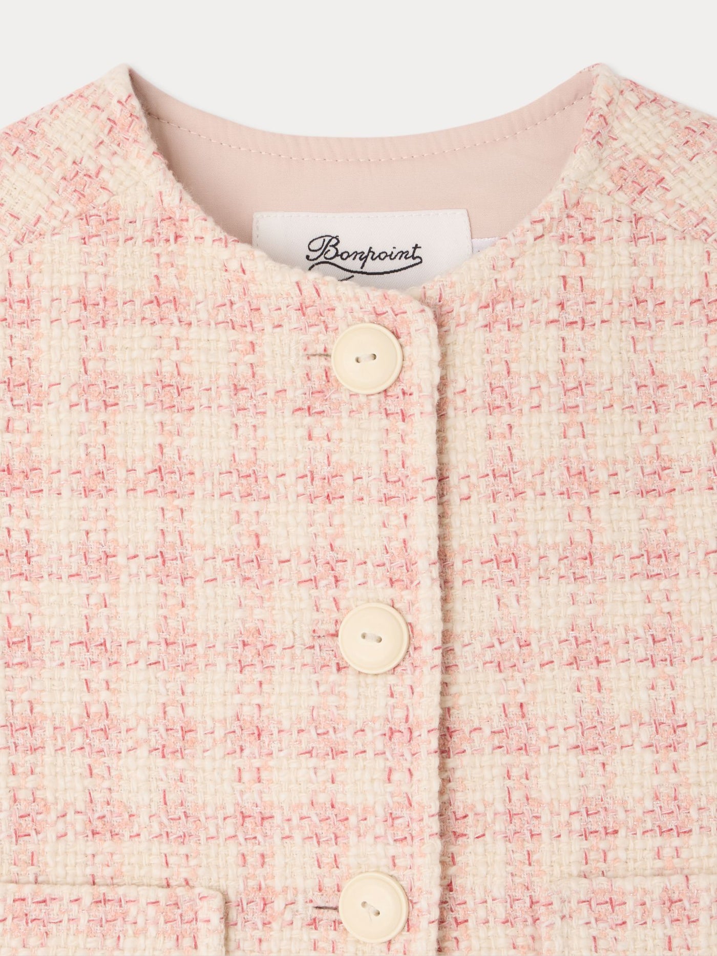 Tabitha jacket in powder pink tweed