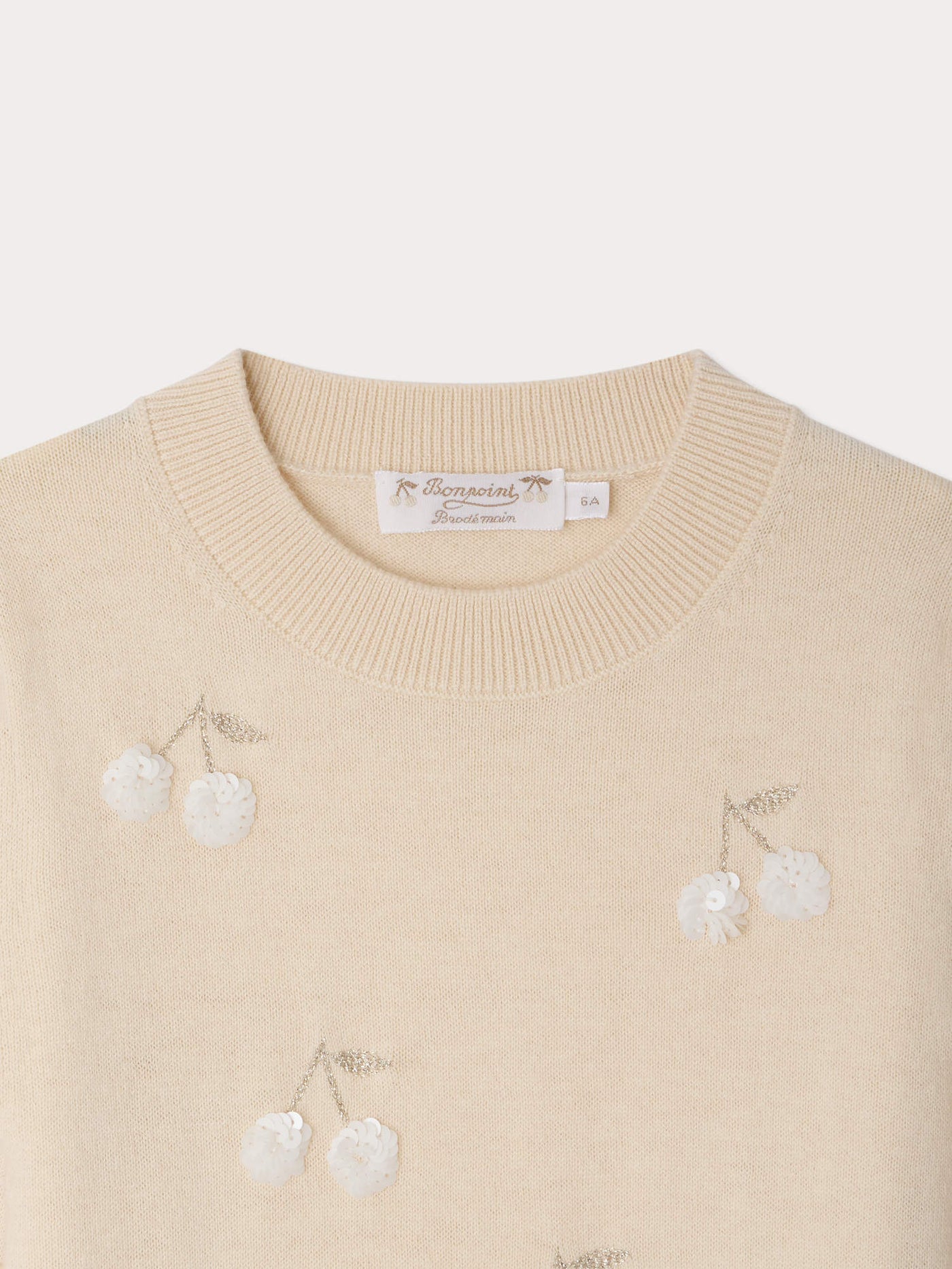 Pull Leola sequins brodés main et manches ballons