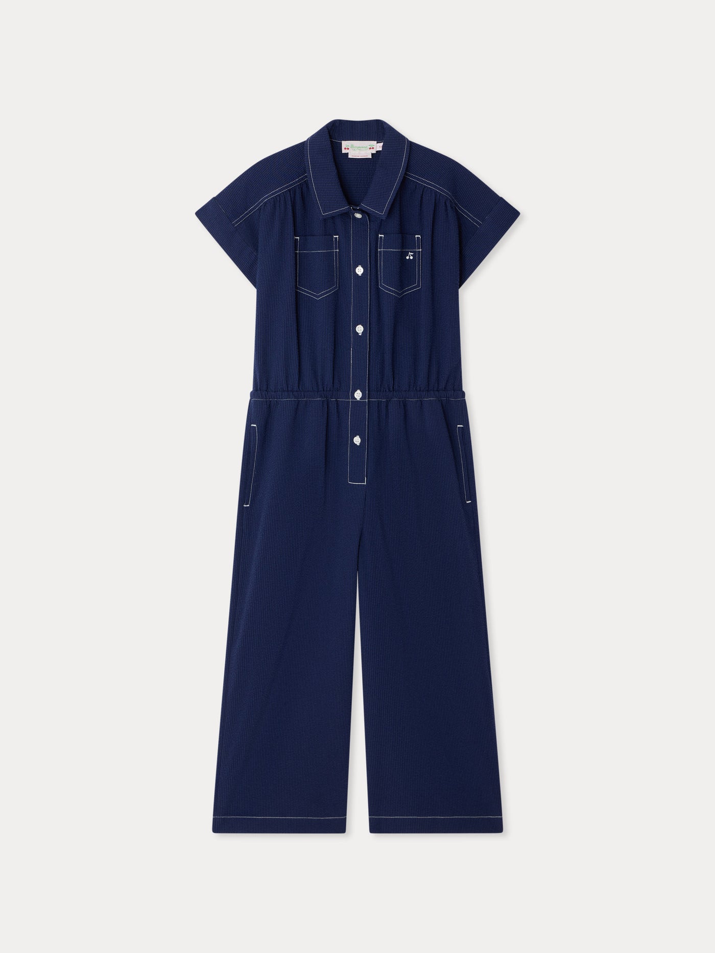 Lania striped jumpsuit in organic cotton seersucker