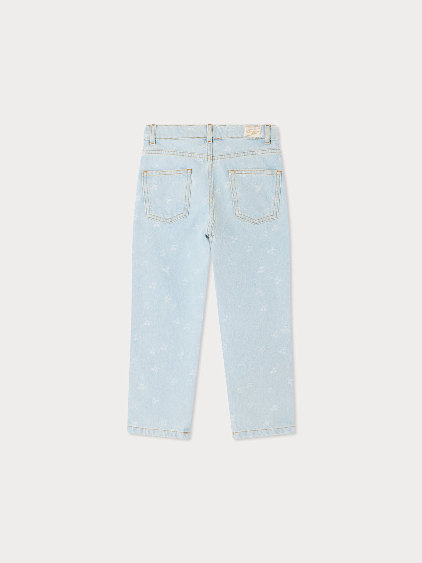 Eloha Jeanshose mit weit geschnittenem Bein und Kirschmotiv in Jacquard-Webung