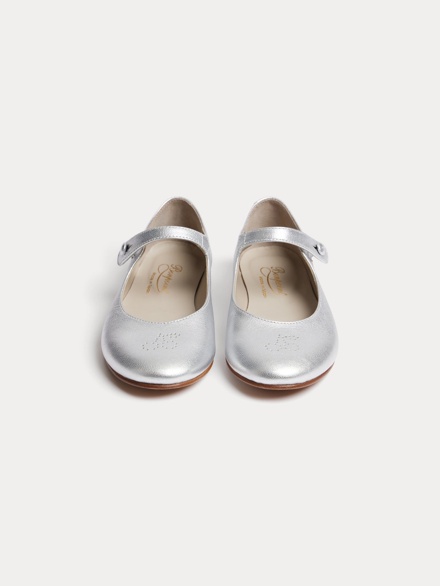 Ella silver leather ballet flats