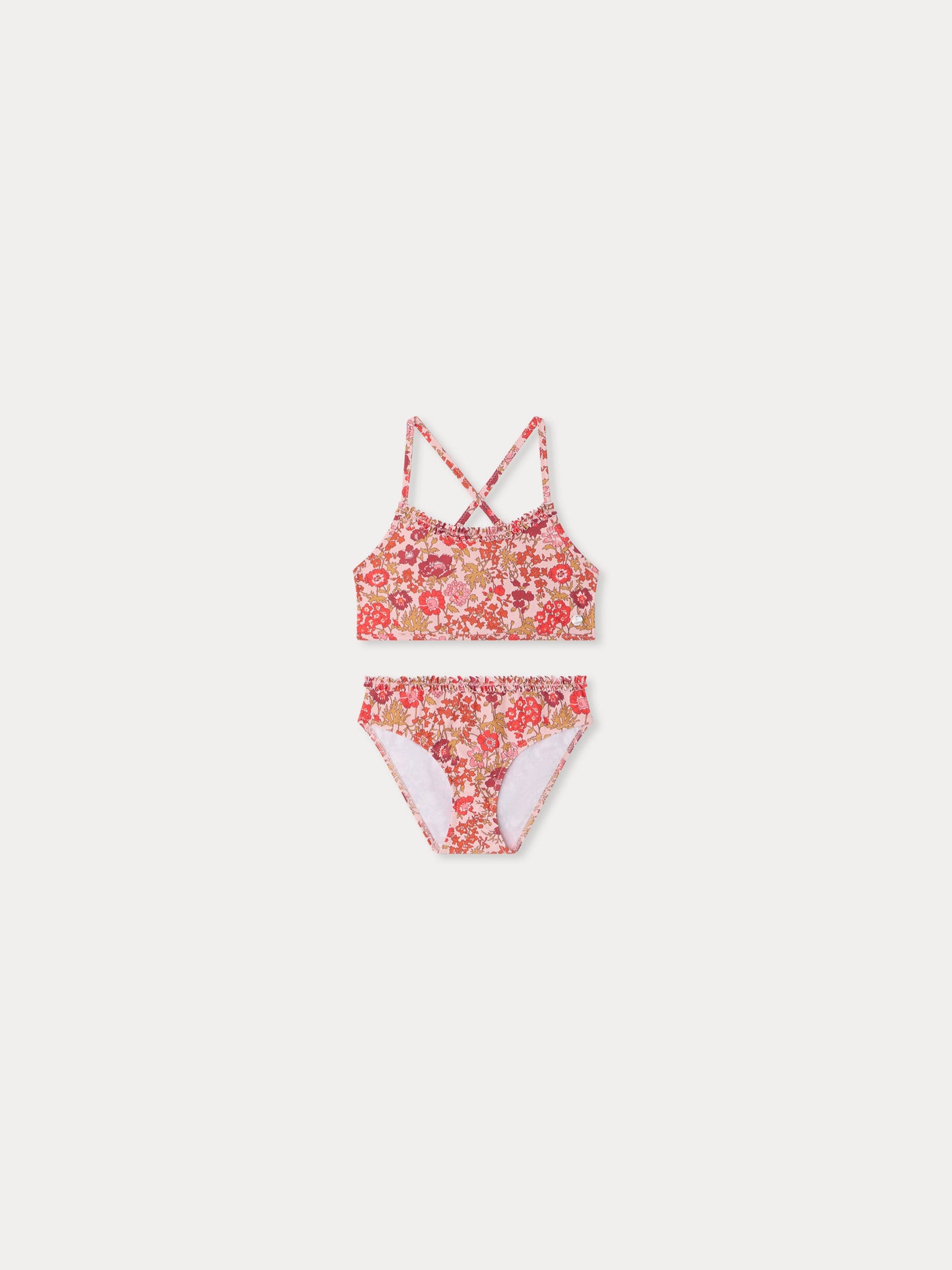 Maillot de bain deux pièces Lais fleurs roses en tissu Liberty
