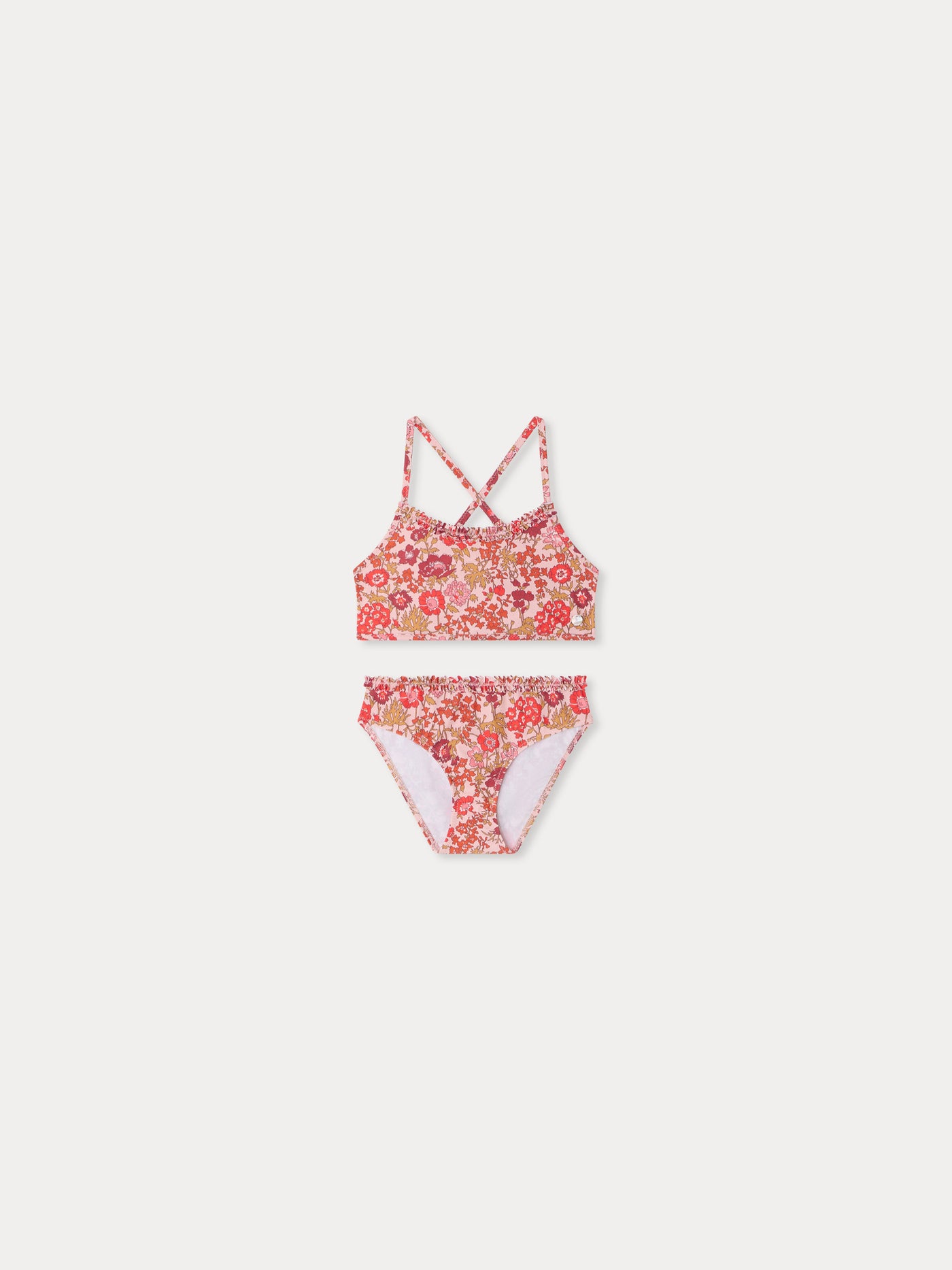 Maillot de bain deux pièces Lais fleurs roses en tissu Liberty