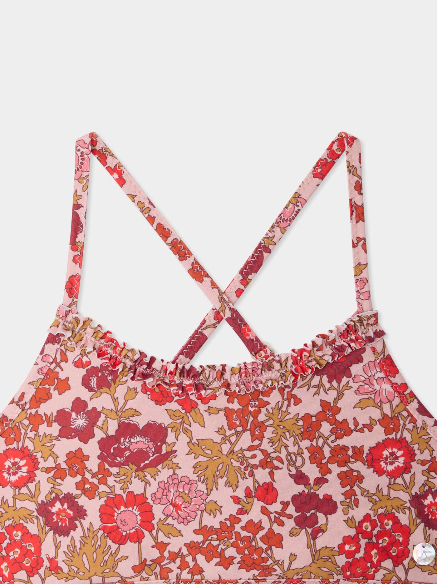 Maillot de bain deux pièces Lais fleurs roses en tissu Liberty