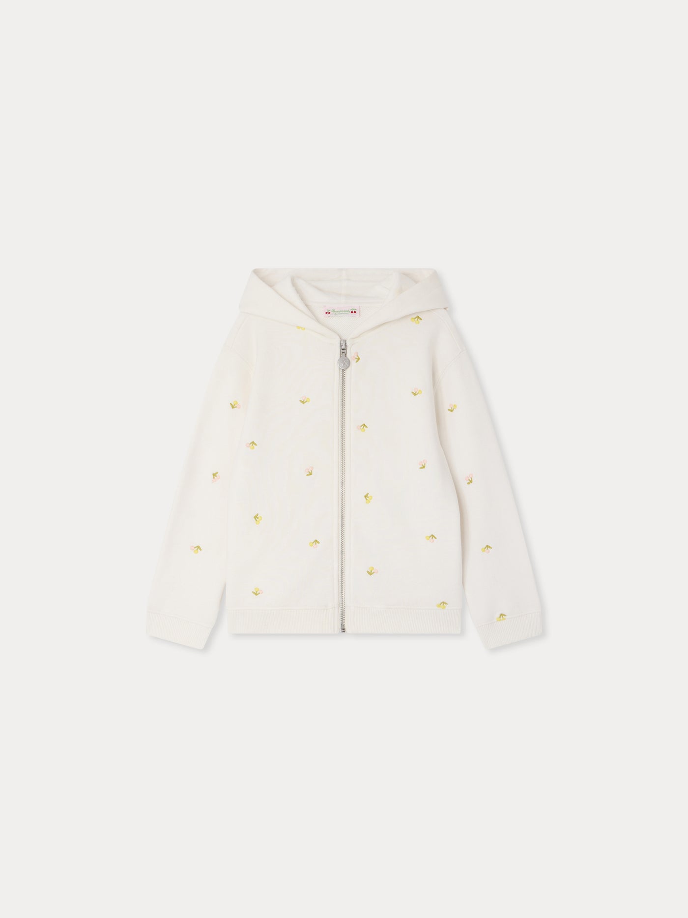 Felpa con cappuccio Talent ricamata con ciliegie in cotone biologico