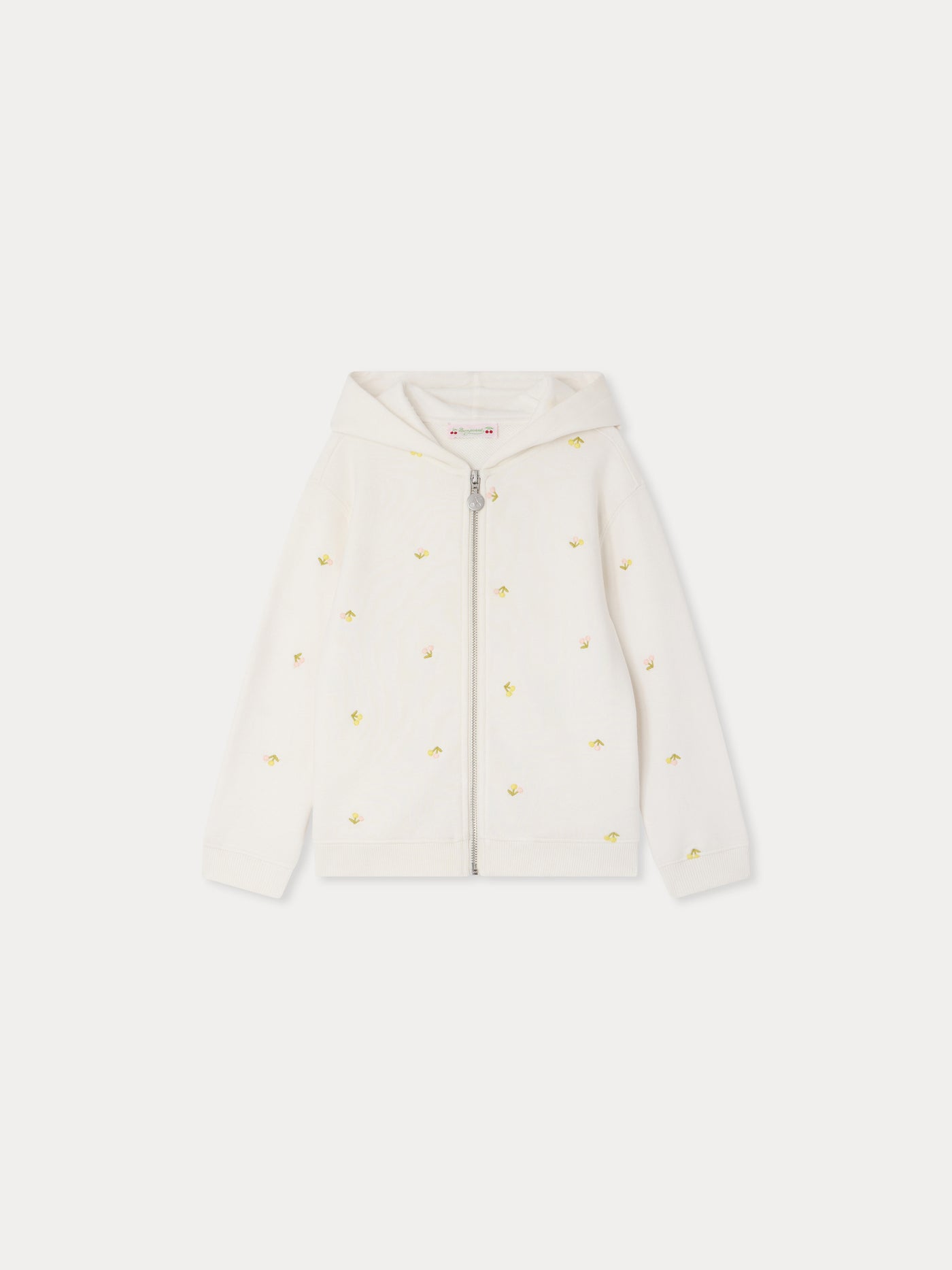 Felpa con cappuccio Talent ricamata con ciliegie in cotone biologico