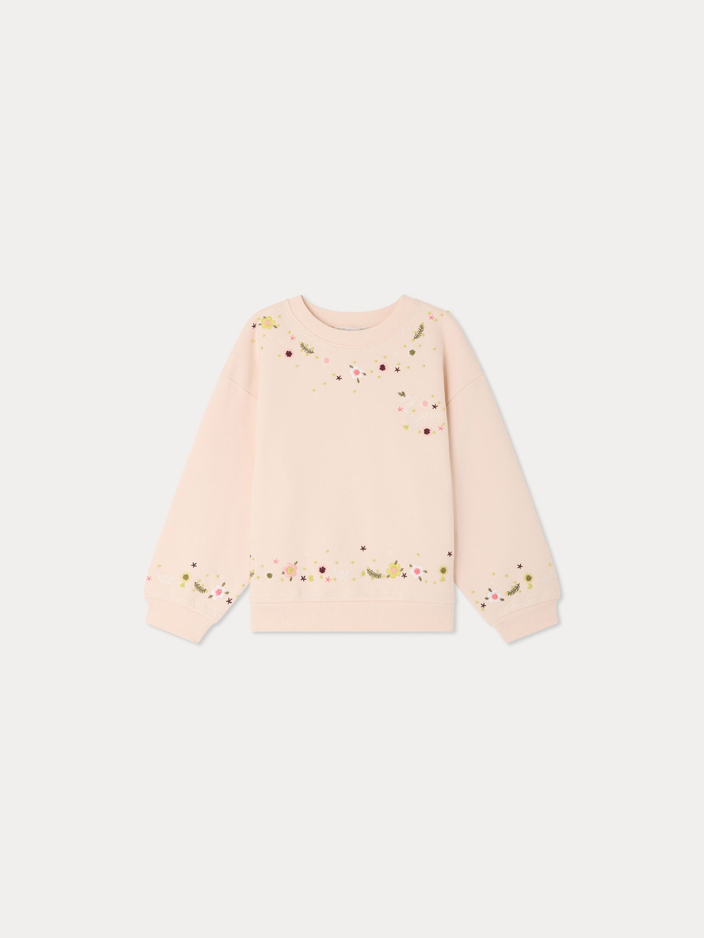 Dolores sweatshirt with hand-embroidered flowers in organic cotton