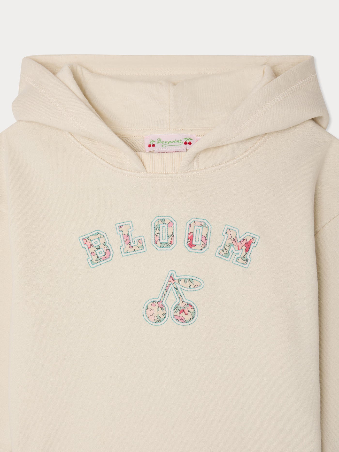 Sweat Carmine appliqué en tissu Liberty en coton biologique