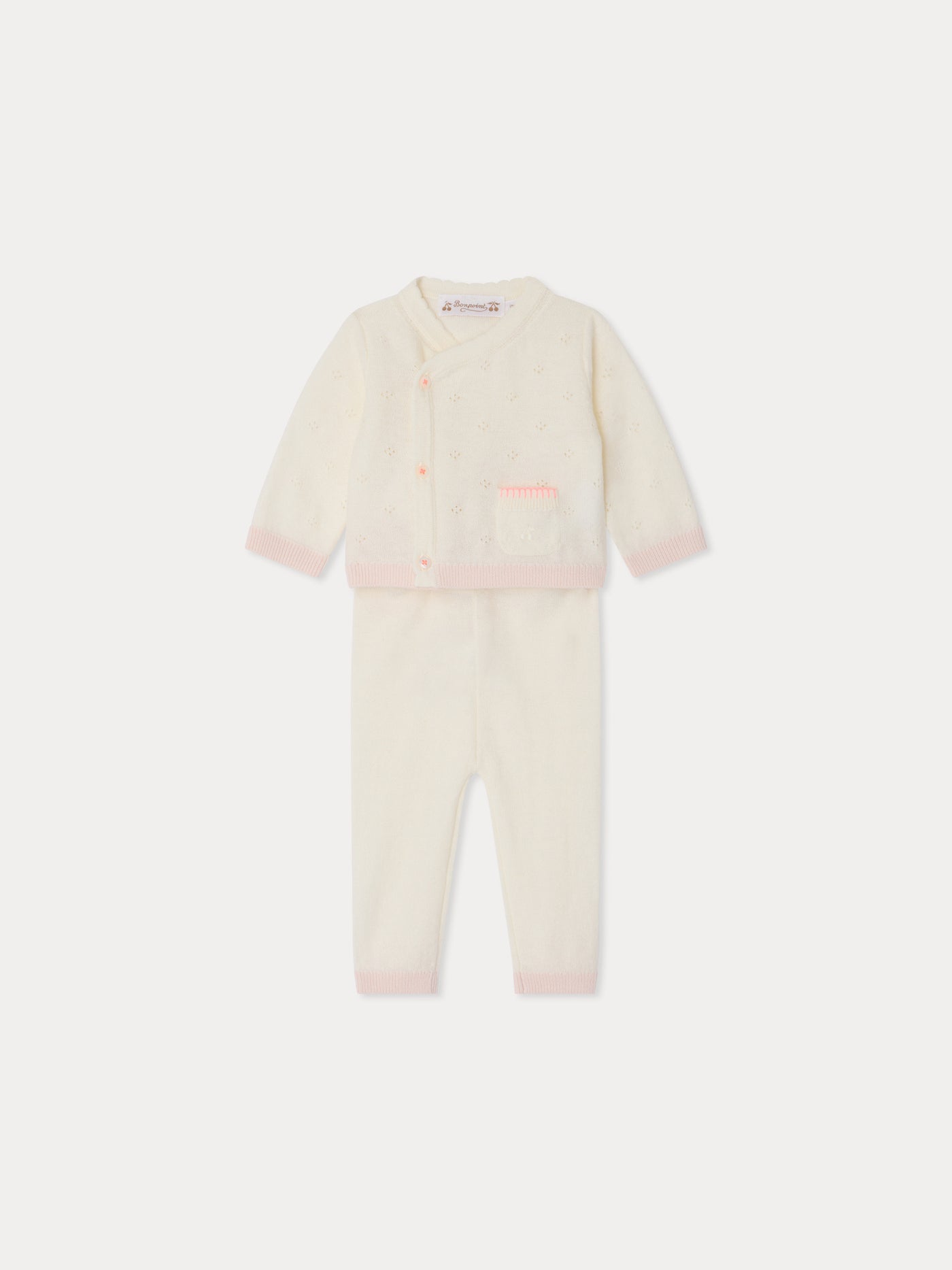 Completo Laurina in punto traforato e finiture all'uncinetto