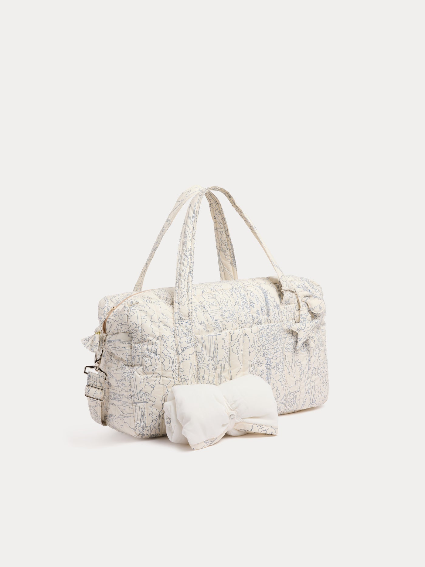 Sac à langer matelassé Piou bleu en tissu Liberty en coton biologique