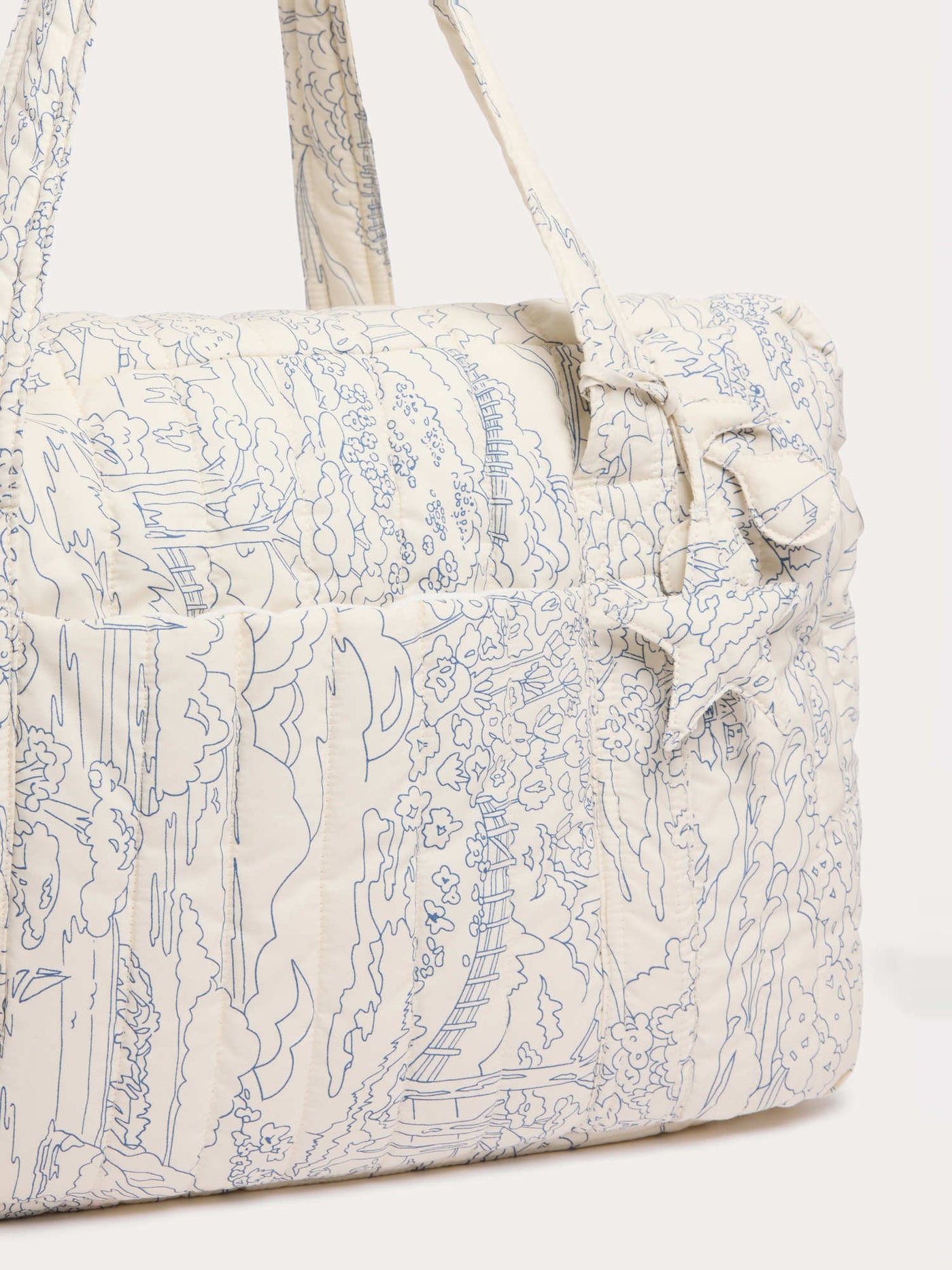 Sac à langer matelassé Piou bleu en tissu Liberty en coton biologique