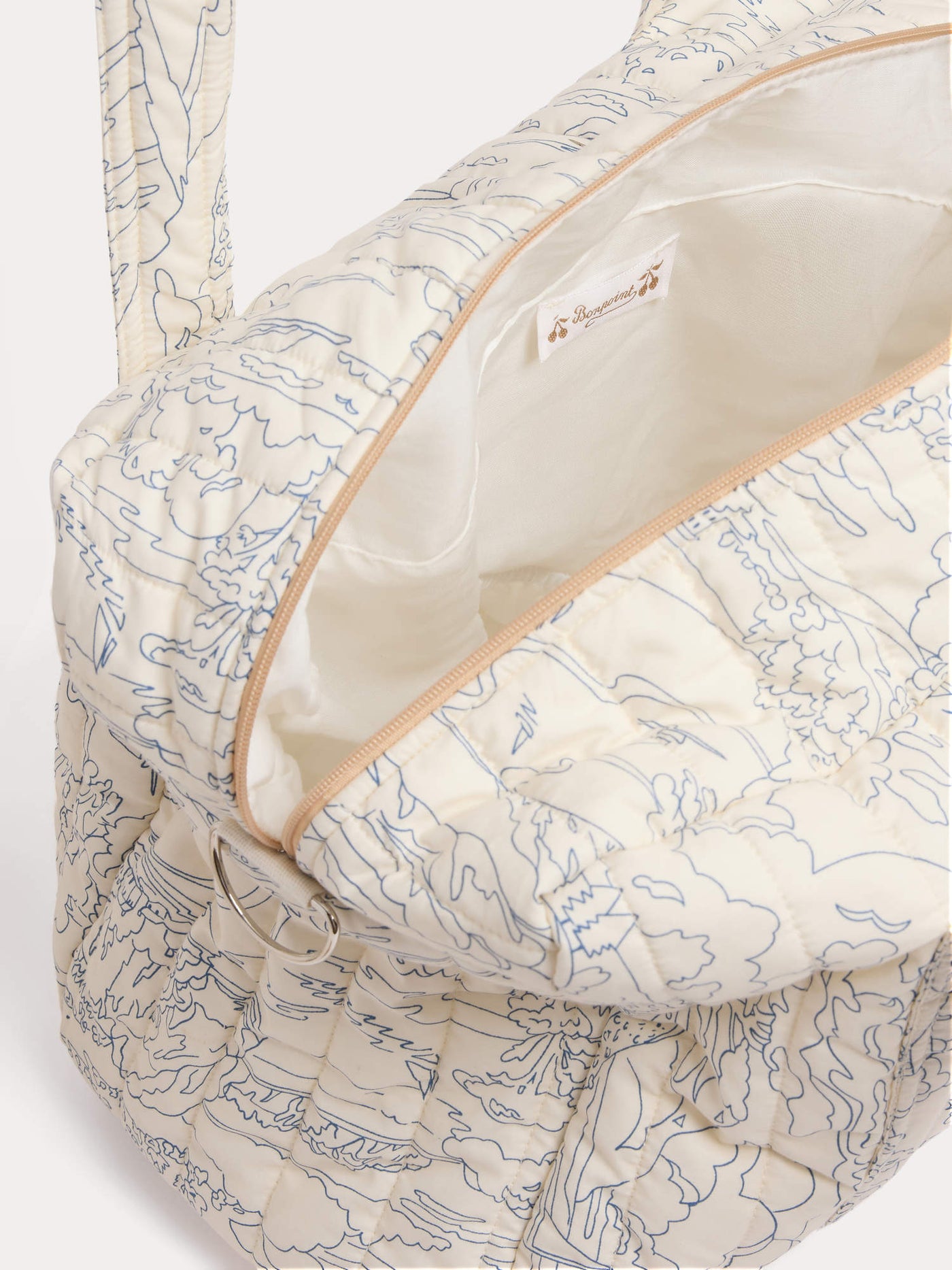 Sac à langer matelassé Piou bleu en tissu Liberty en coton biologique