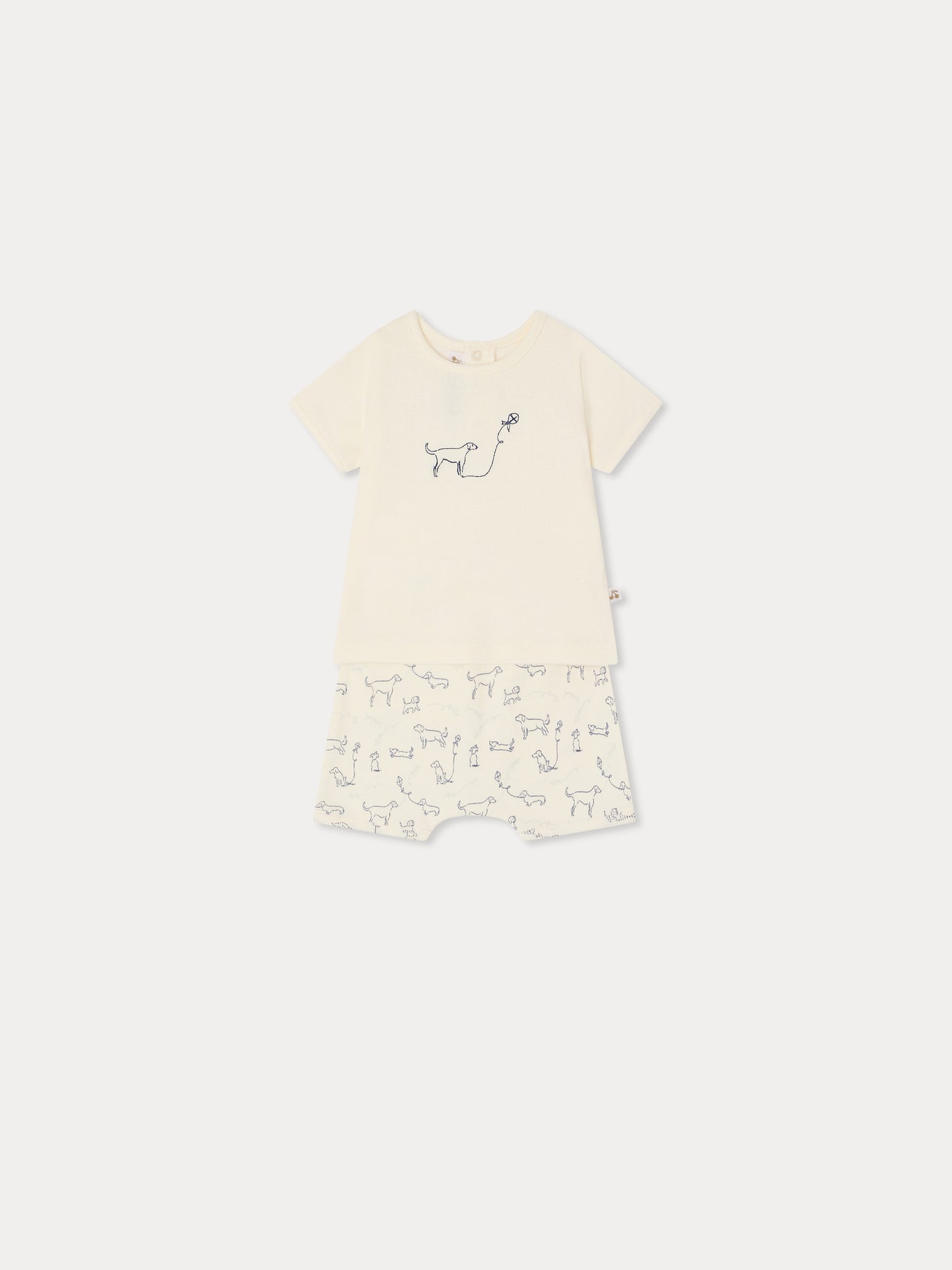 Fanilo-Set mit Stickerei und Hundemotiv aus Bio-Baumwolle