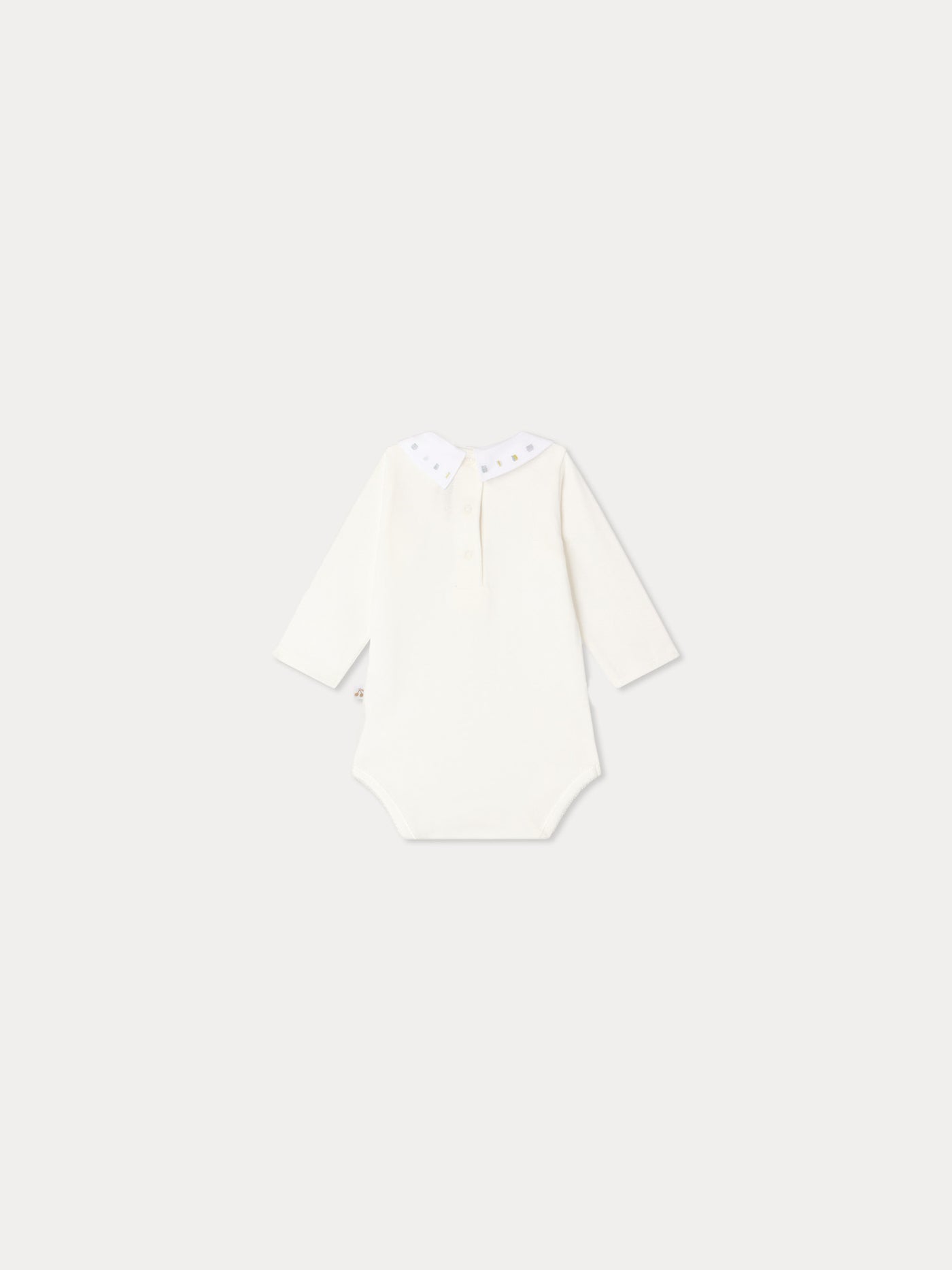 Body Juillet con quadrati ricamati a mano in cotone biologico