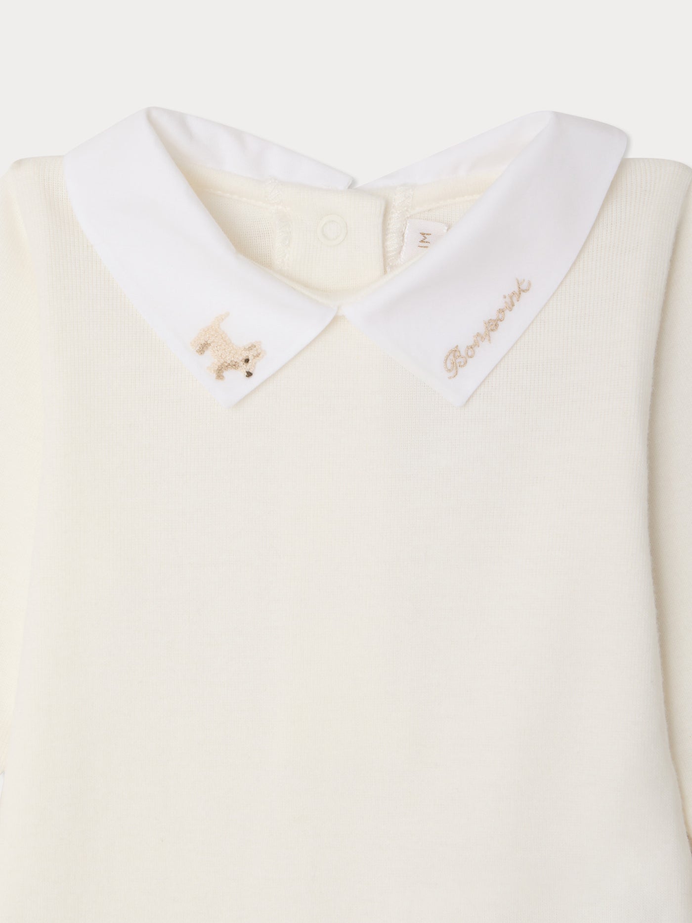 Juillet-Body mit handgesticktem Hund aus Bio-Baumwolle
