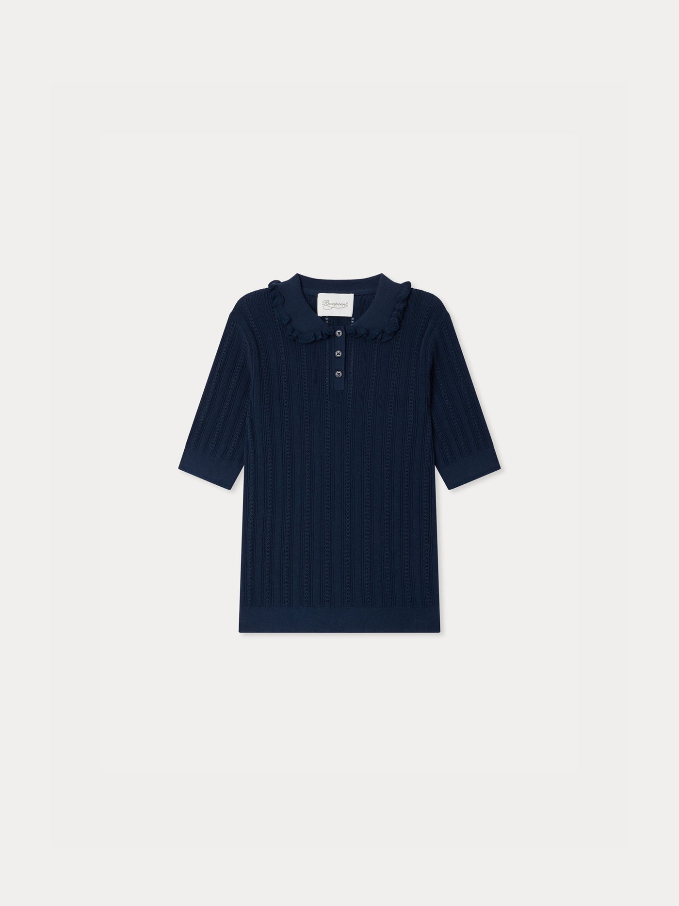 Lila-Rose pointelle knit sweater with ruffles