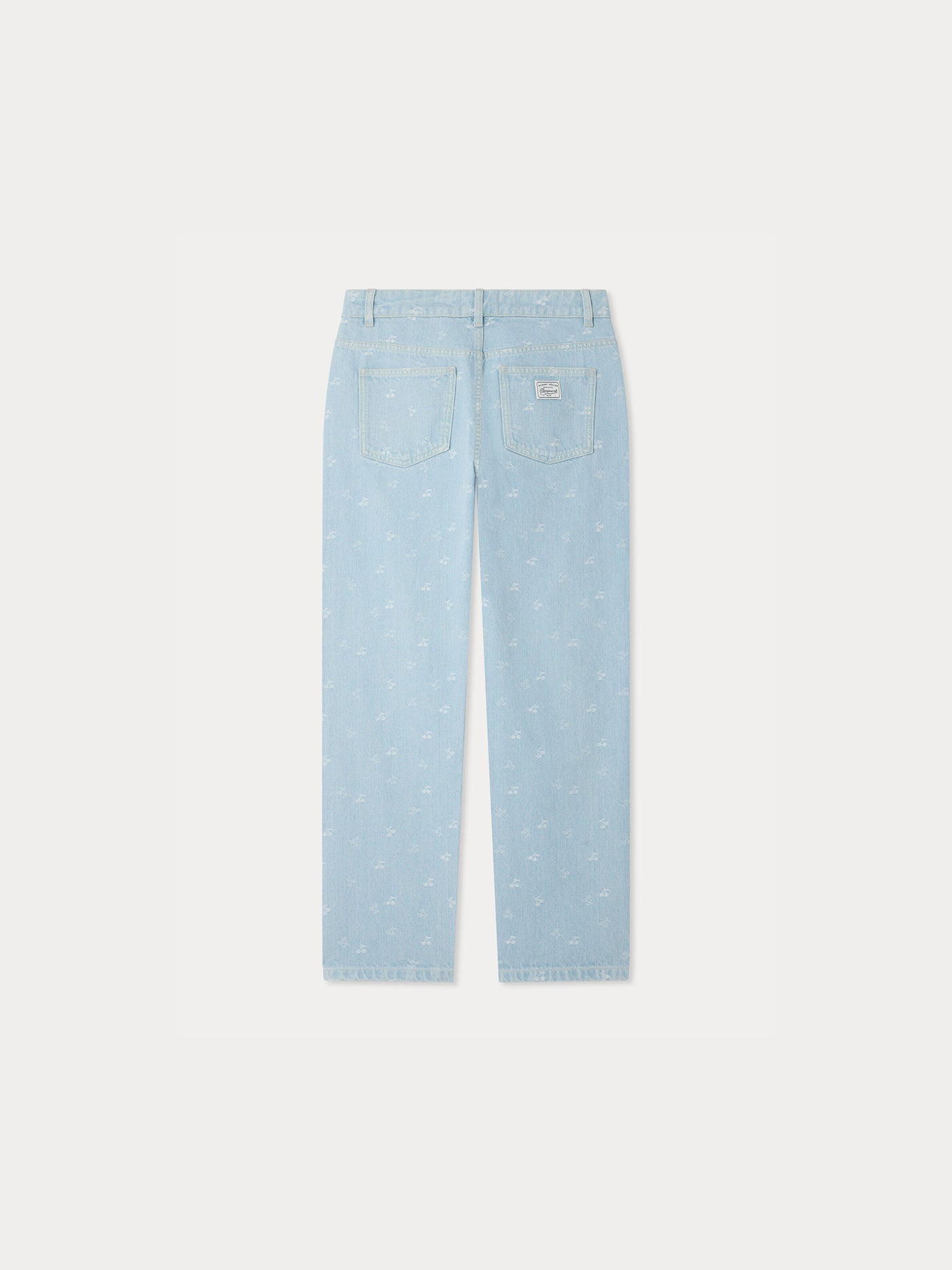 Gasp high-waisted cherry jacquard denim trousers