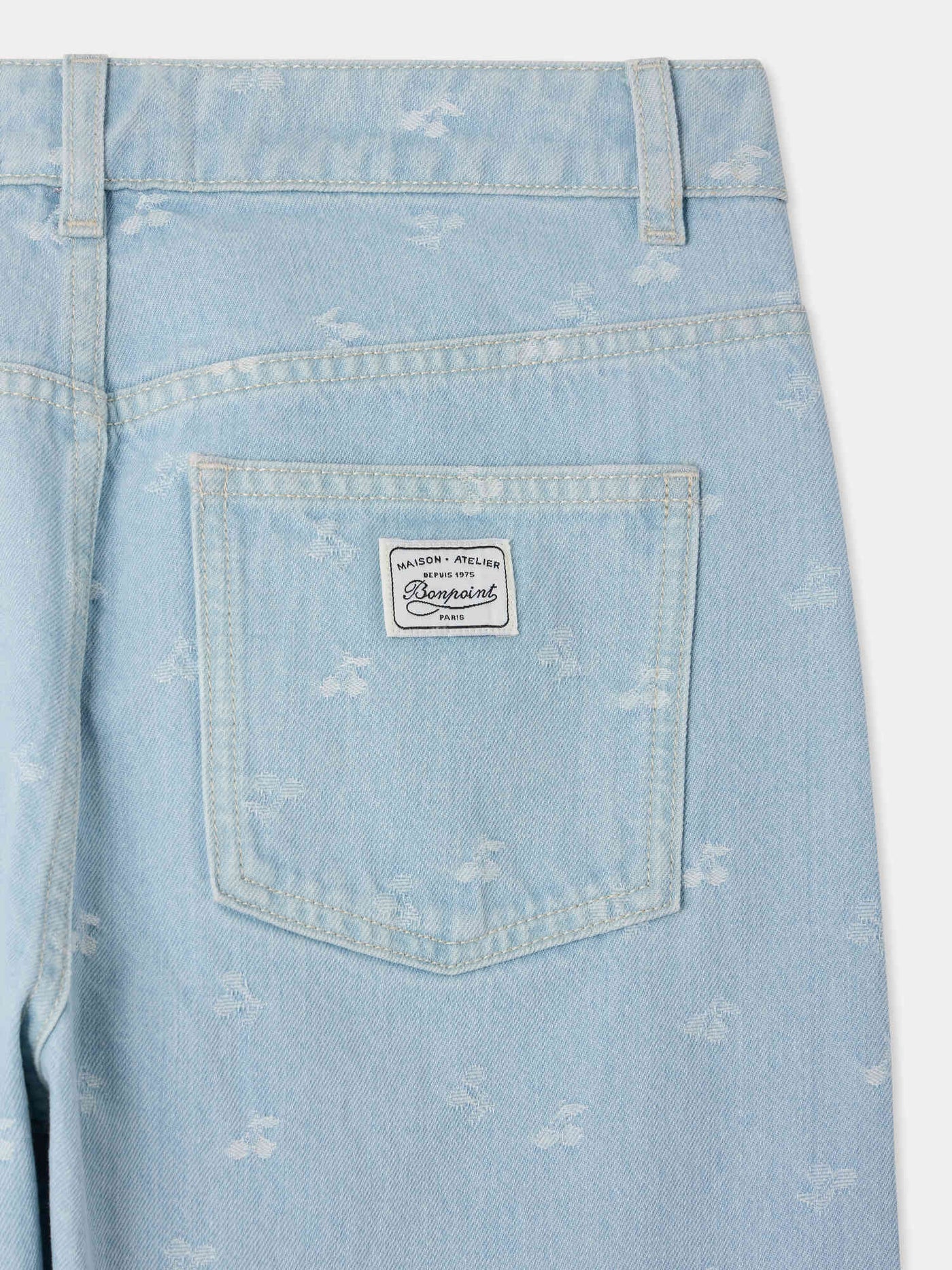 Gasp high-waisted cherry jacquard denim trousers