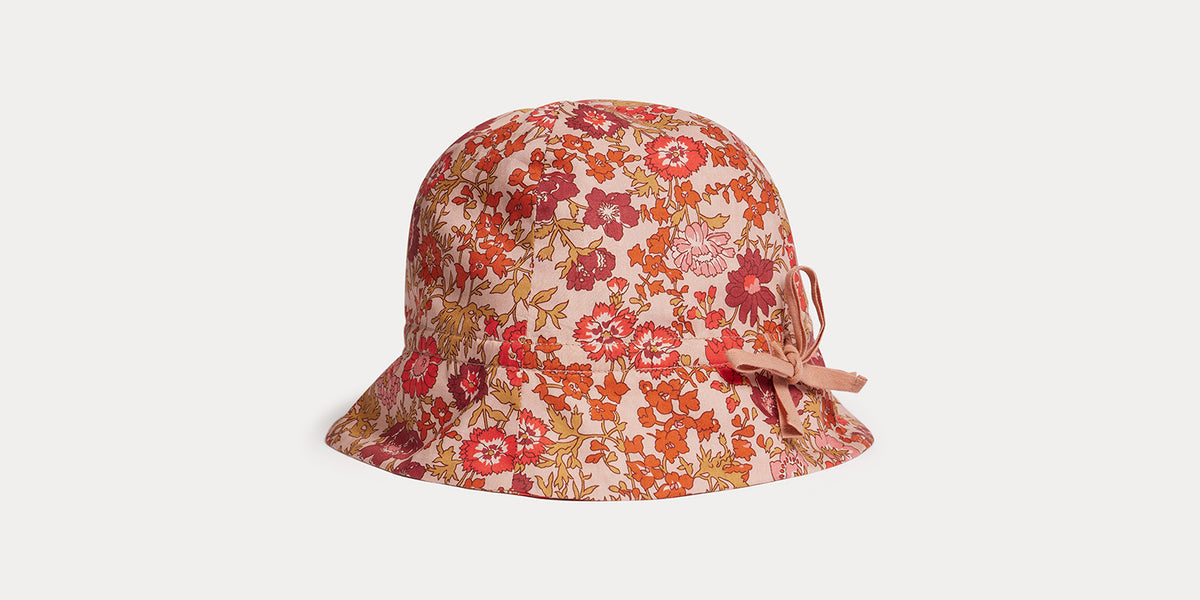 Chapeau Grigri fleurs roses en tissu Liberty en coton biologique • Bonpoint