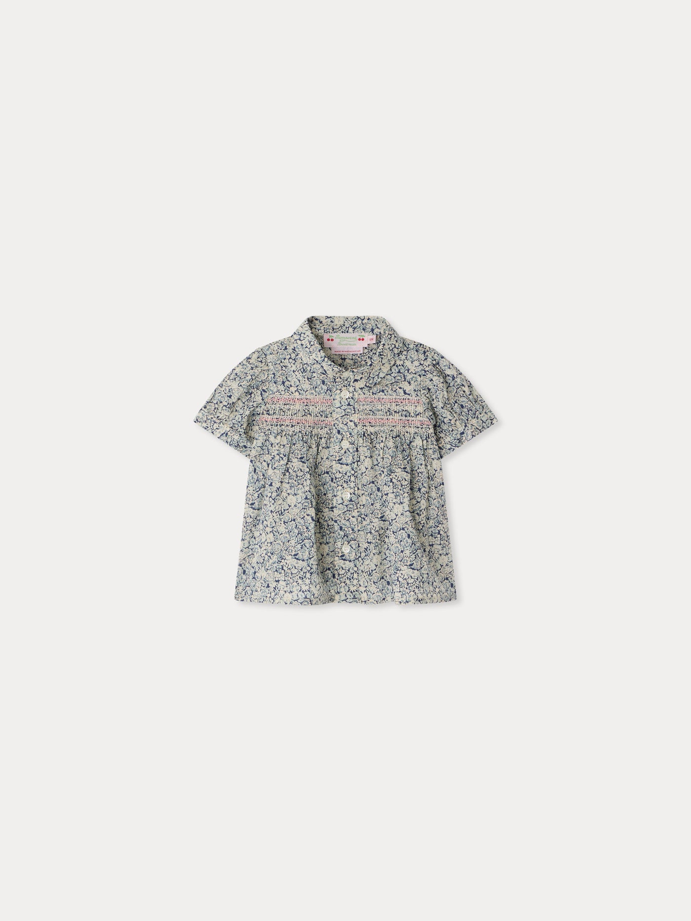 Laurencia smocked and hand-embroidered blouse in Liberty organic cotton fabric