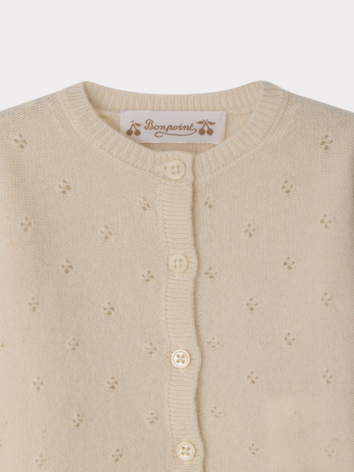 Laelia Strickjacke mit Rundhalsausschnitt und Pointelle-Strick aus Kaschmir