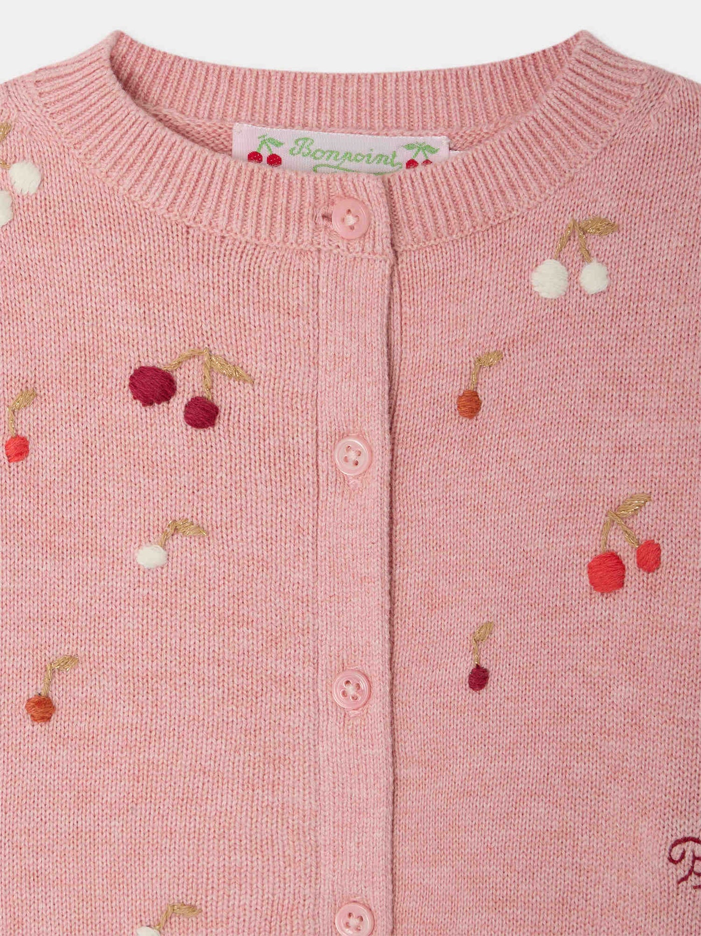 Cardigan Claudie cerises brodées main