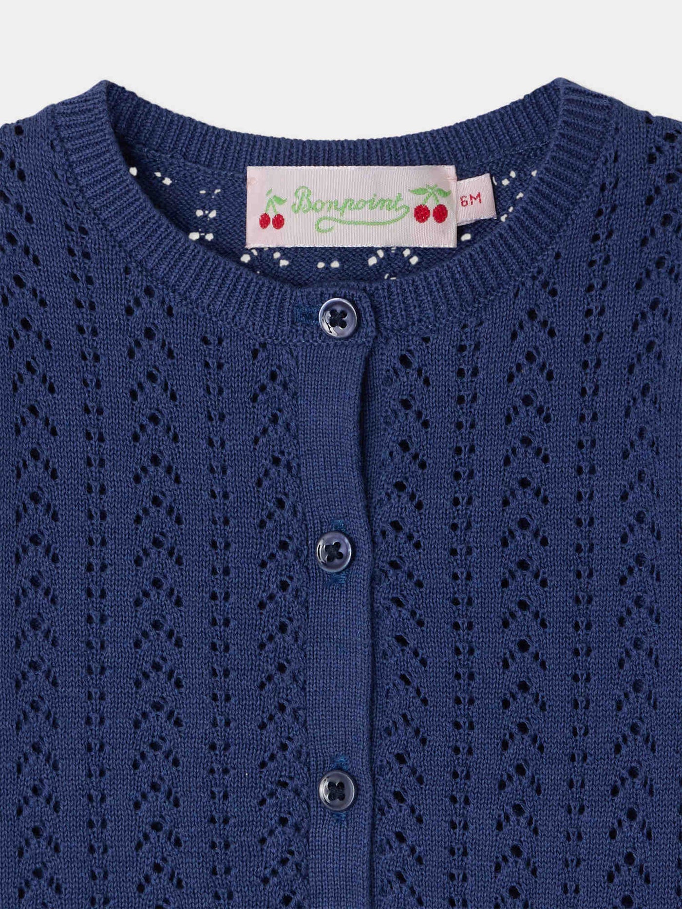 Cardigan Laeli con collo rotondo e maglia a punto raso in cotone biologico