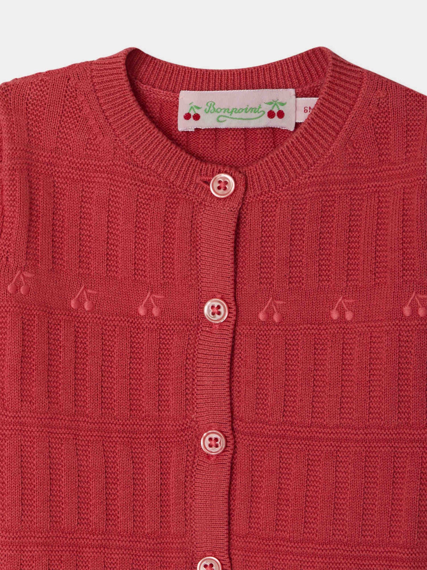 Cardigan Giovina broderie cerises en coton biologique