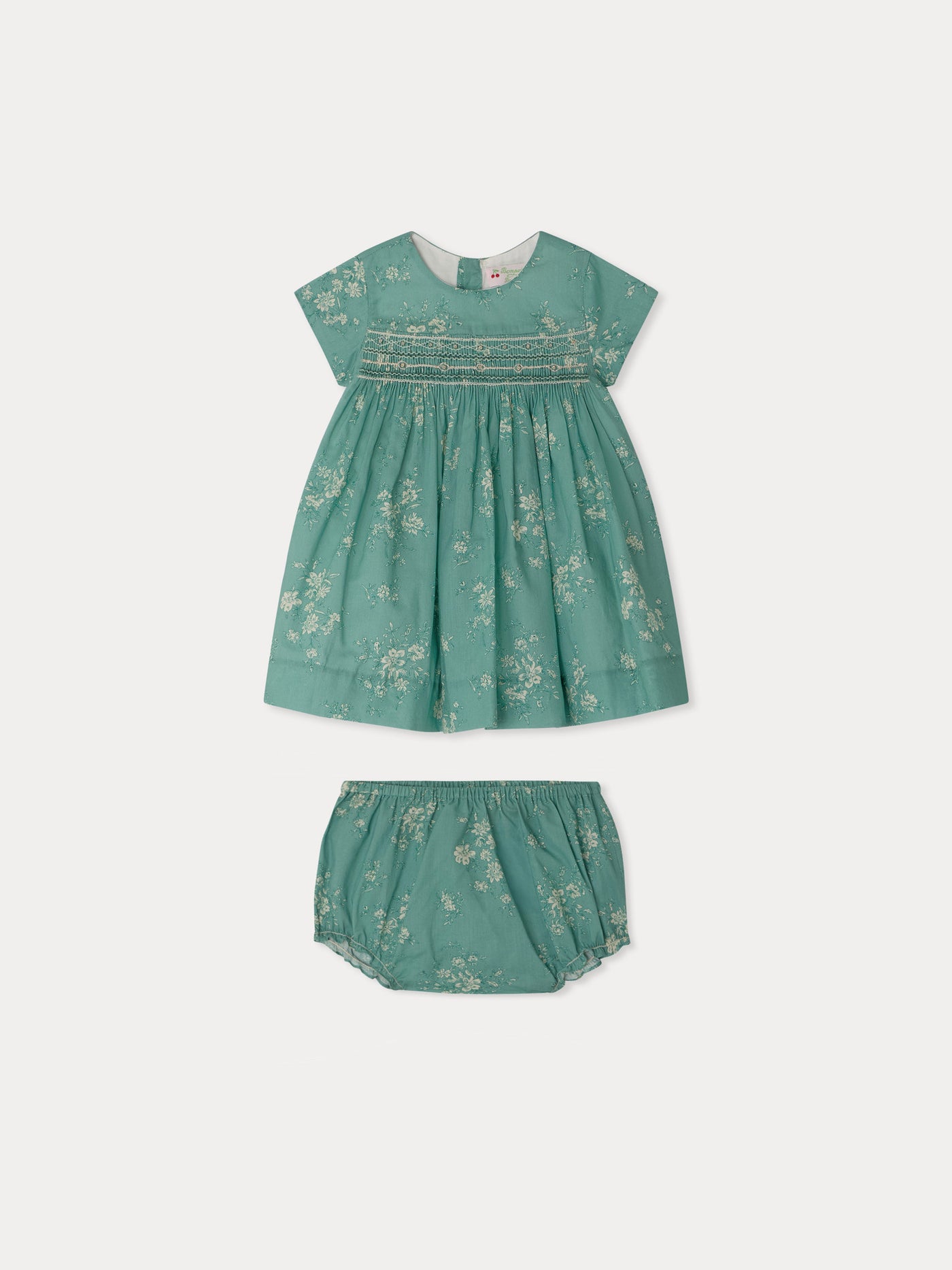 Marushka dress smocked and hand-embroidered in Liberty organic cotton fabric