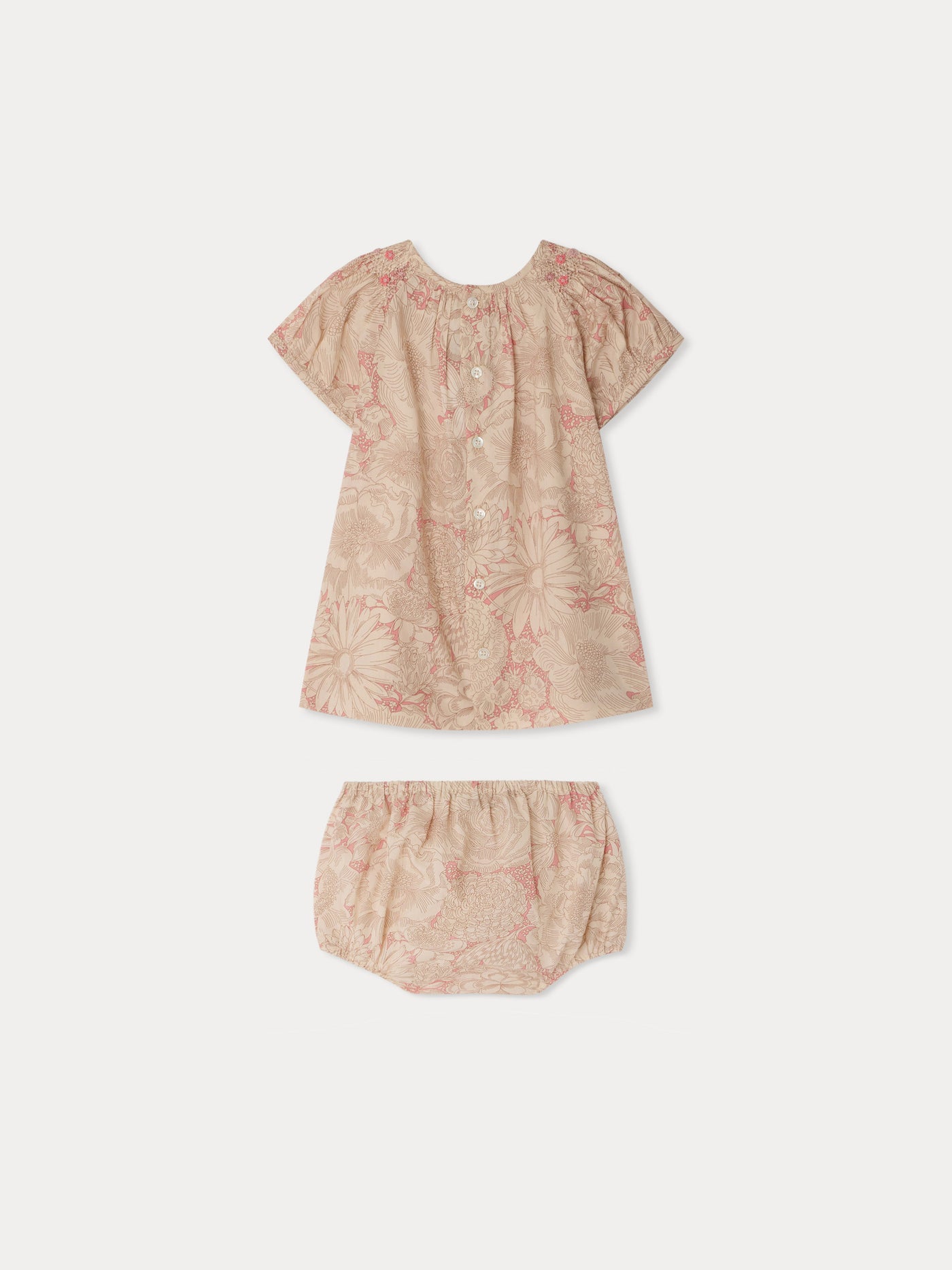 Robe Lucia smockée et brodée main en tissu Liberty en coton biologique