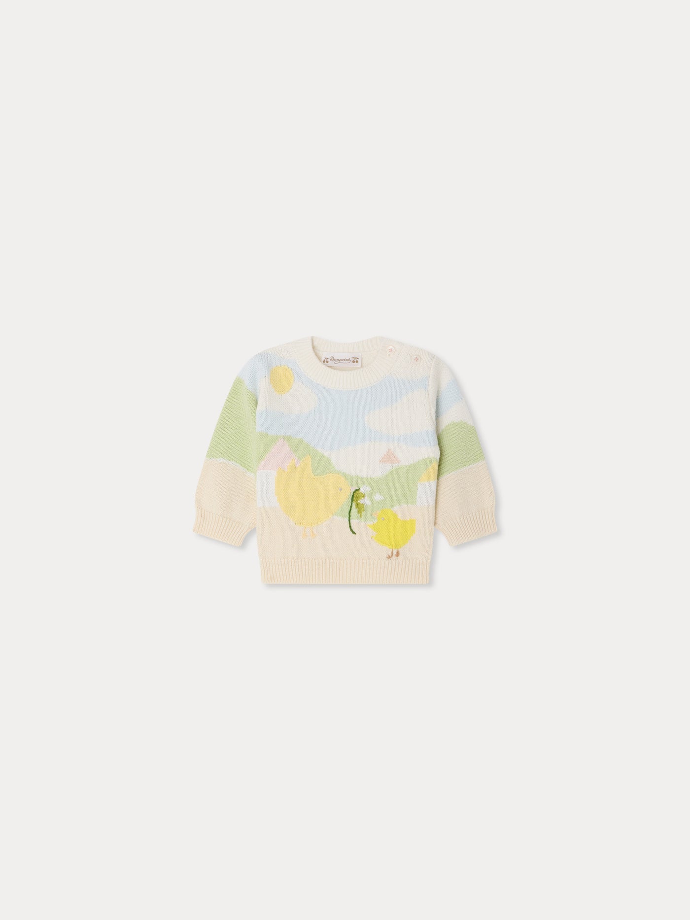 Almire Pullover mit handbesticktem Kükenmotiv aus Bio-Baumwolle