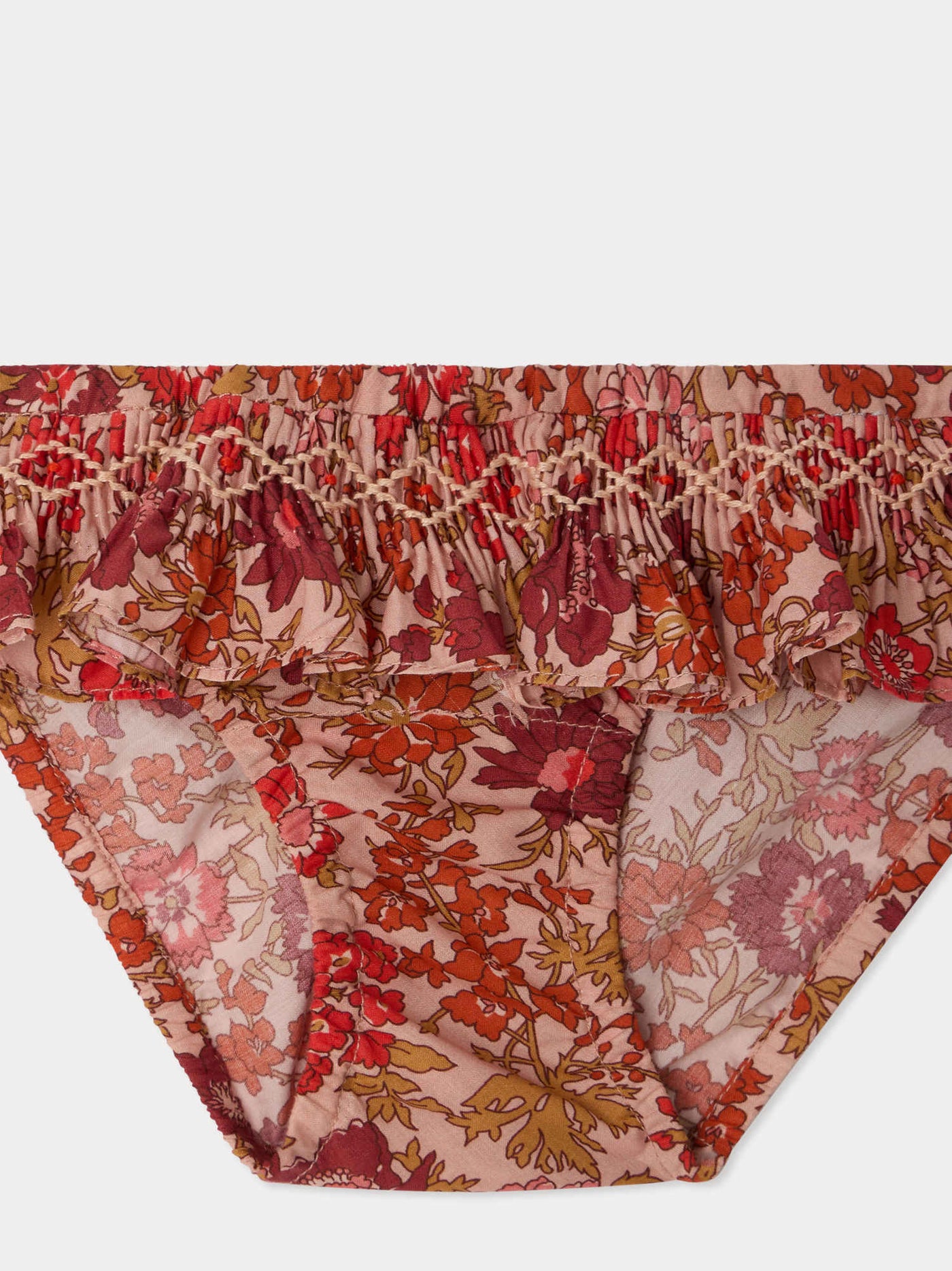 Costume intero Sardaigne con fiori rosa smock e ricamo a mano in tessuto Liberty