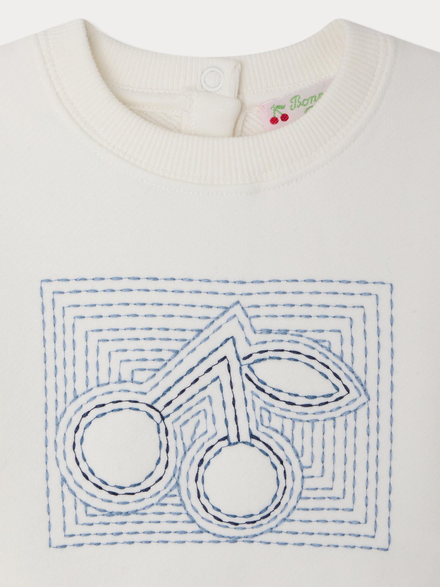 Sweat Dahlia brodé cerise en coton biologique