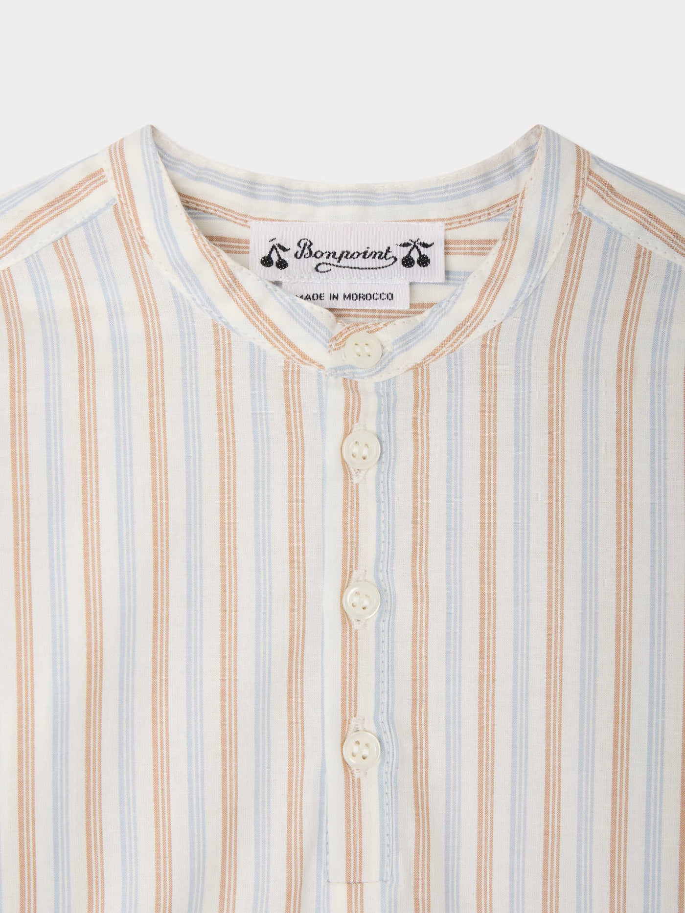 Polisson striped mandarin collar shirt in organic cotton