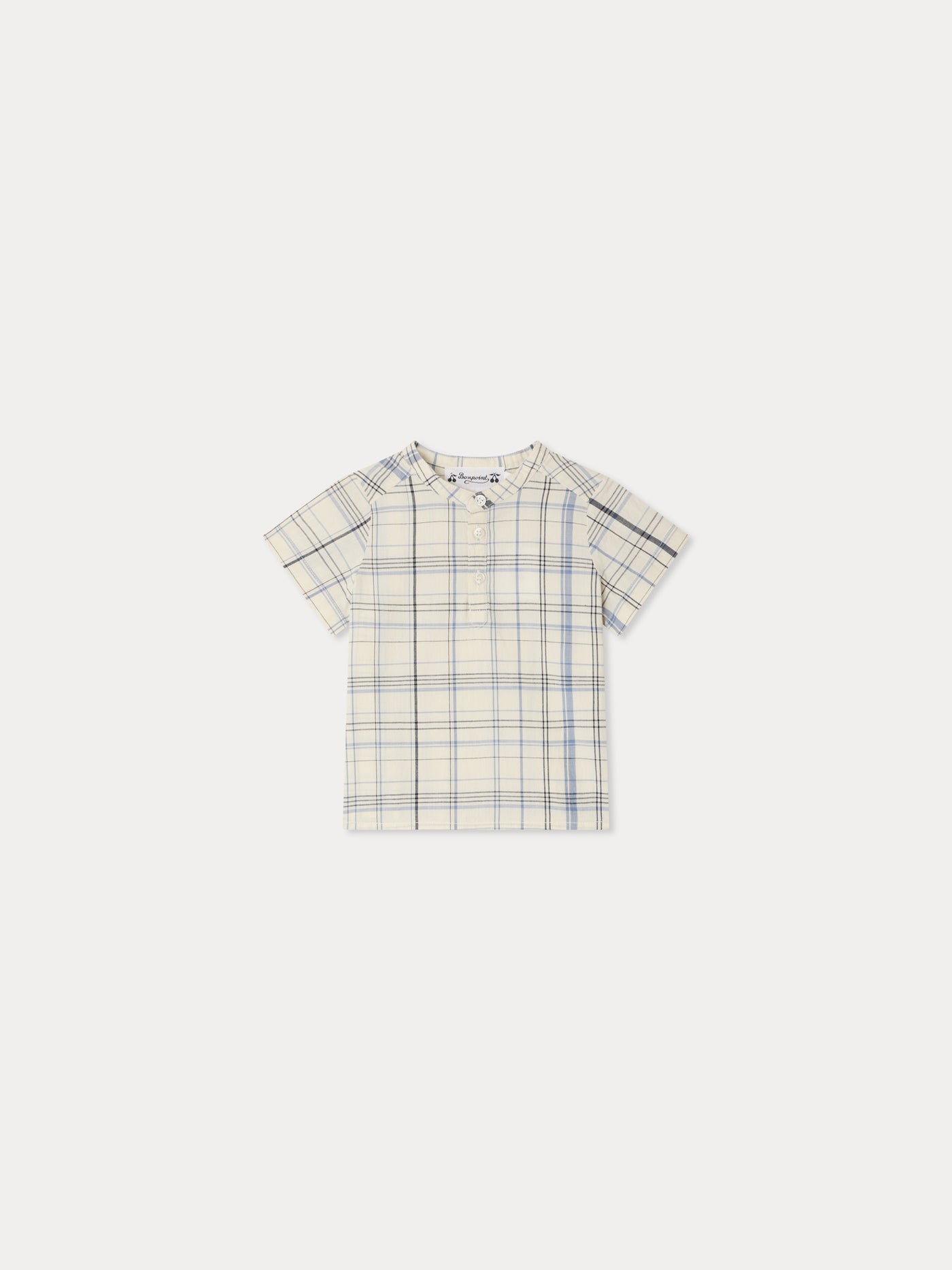 Camisa Cesari de cuadros y cuello mao