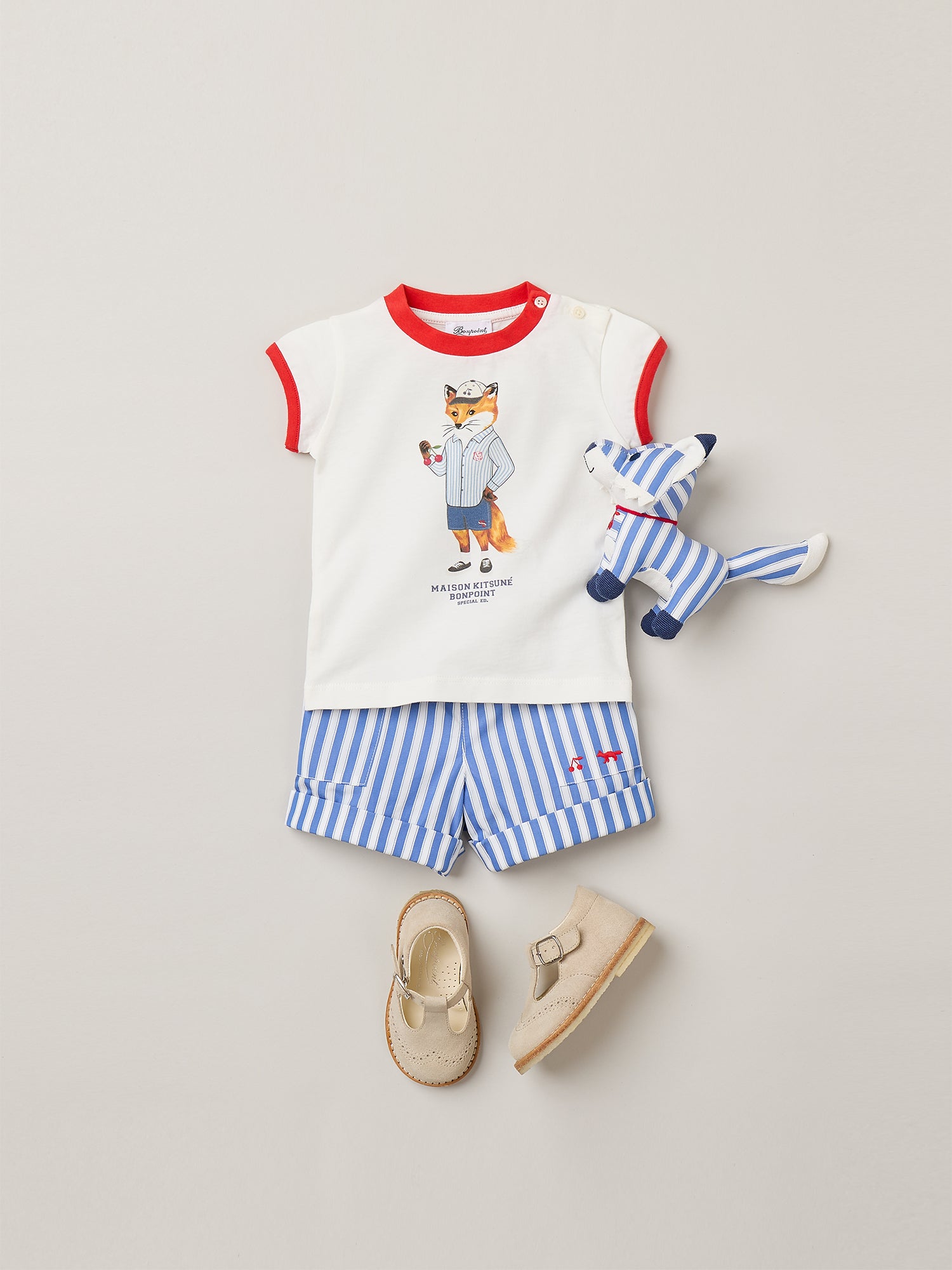 Bonpoint x Maison Kitsuné Lyrical T-shirt with fox print in organic co