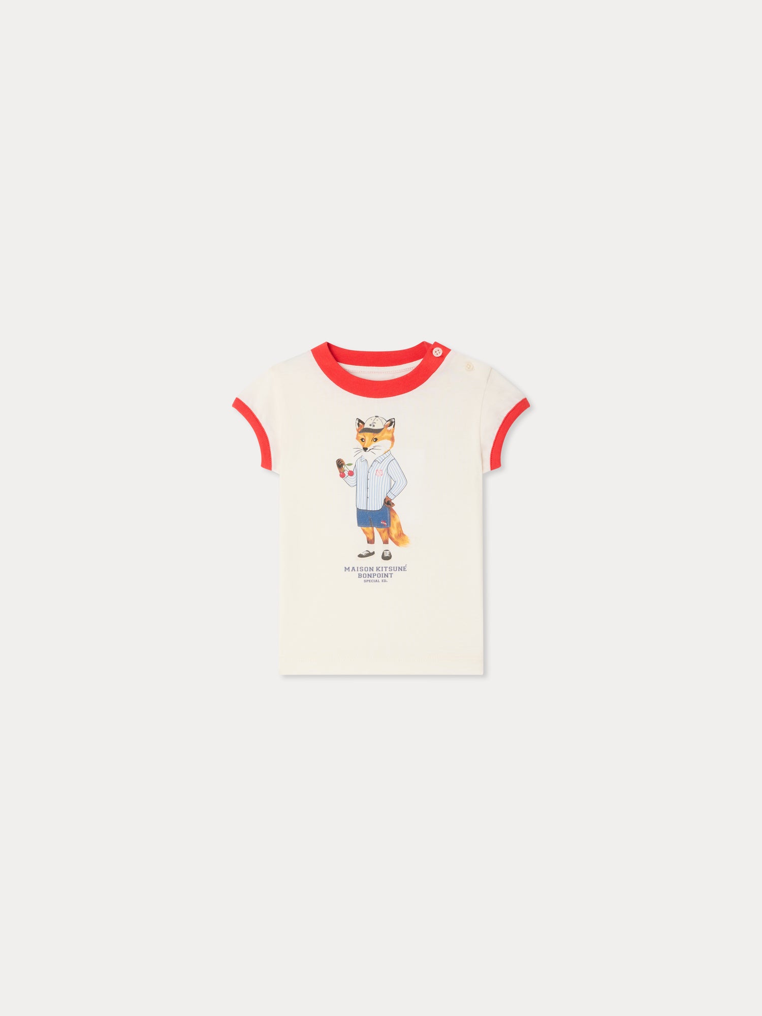 Bonpoint x Maison Kitsuné Lyrical T-shirt with fox print in organic co