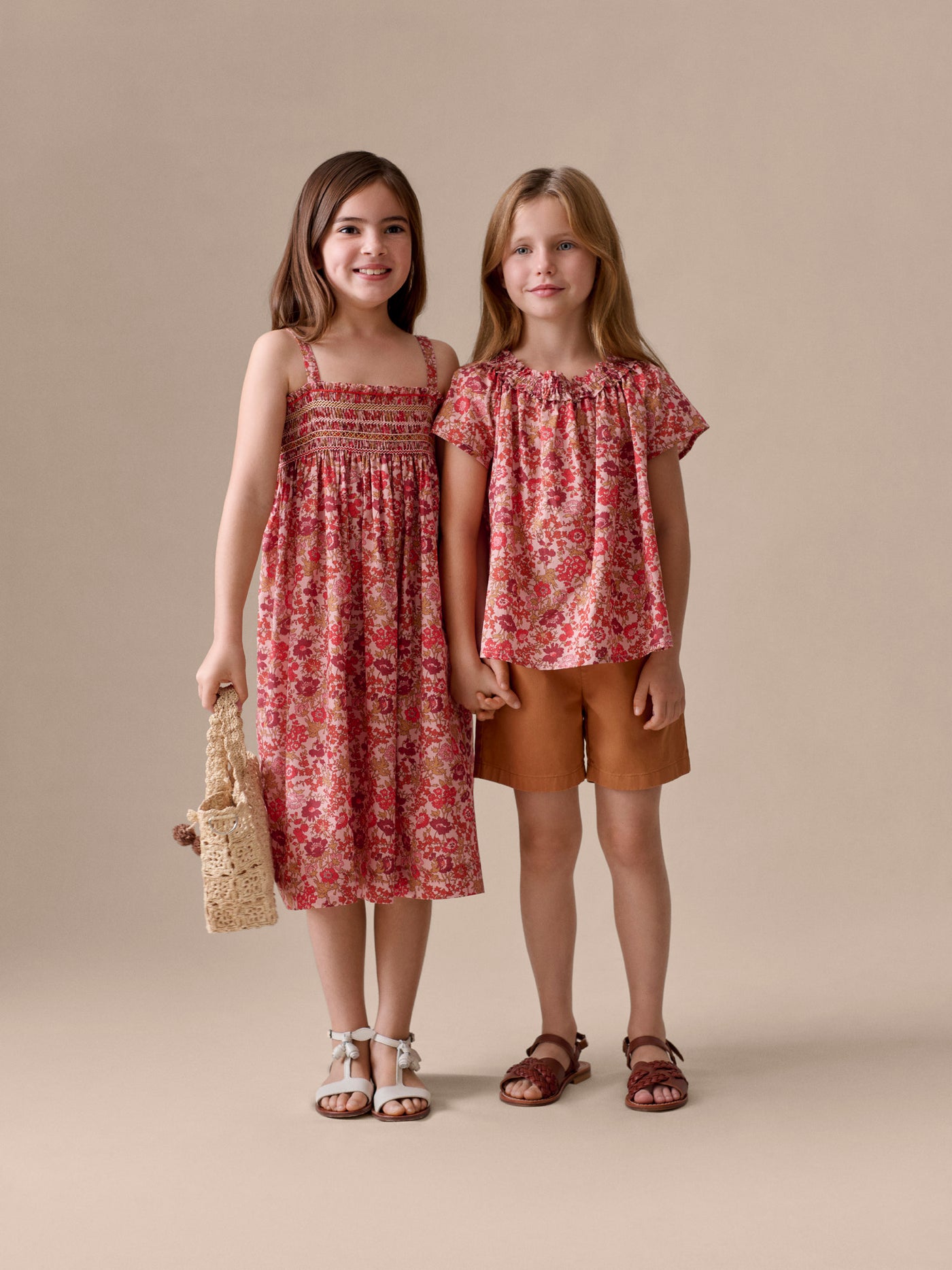 Abito Labaille ricamato a mano e smock in tessuto di cotone biologico Liberty