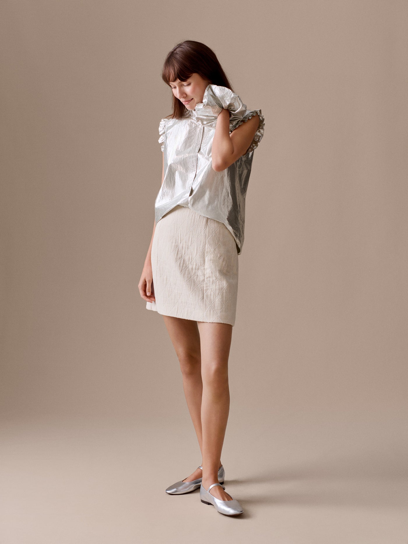 Blouse Loulou en lurex argenté