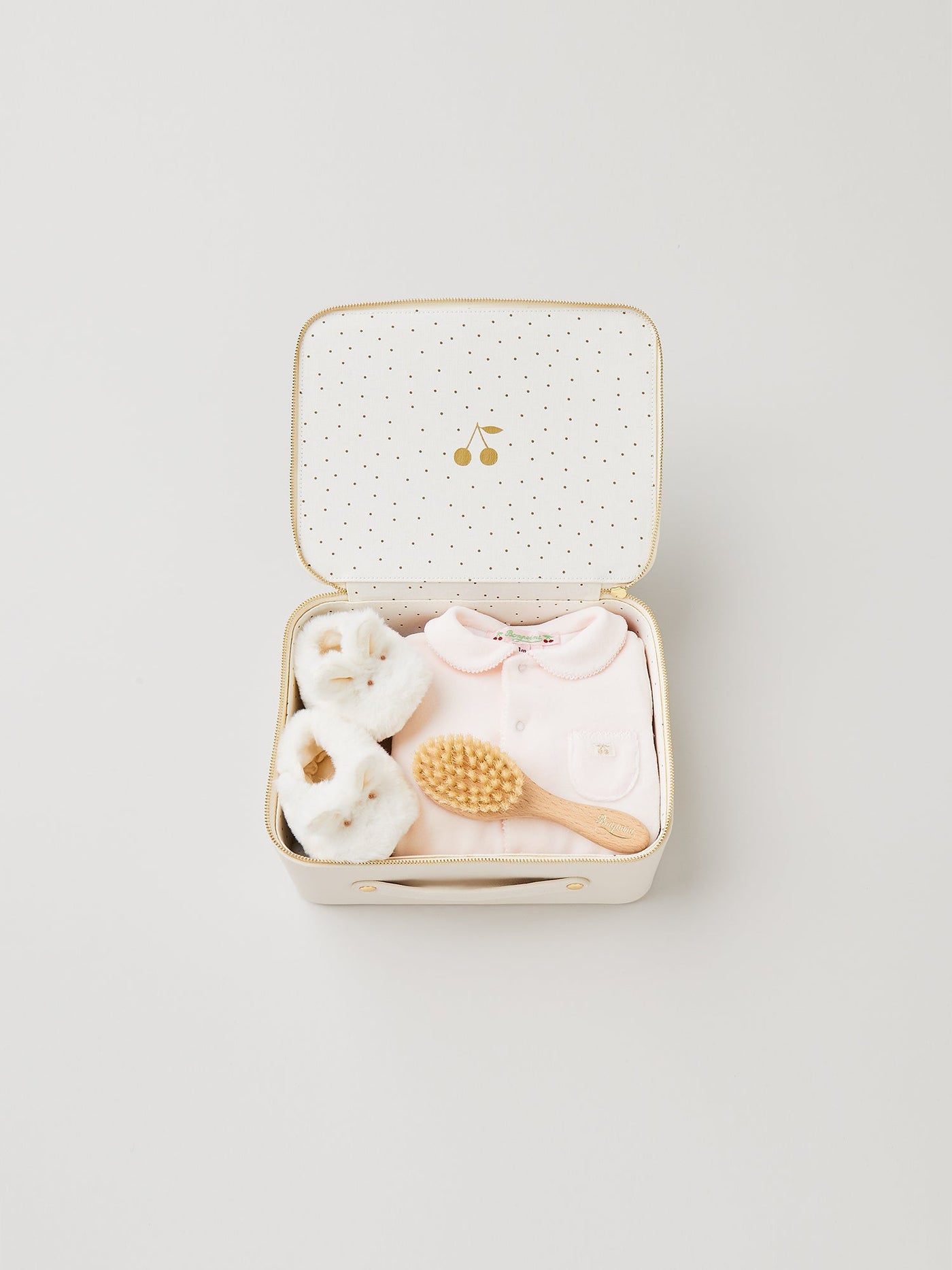 Mittelgroßer Babykoffer für Mädchen – Rosa Velourspyjama