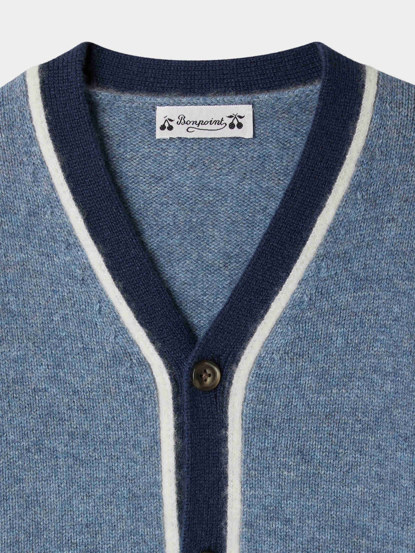 Garfield Blaue Kaschmir-Strickjacke mit V-Ausschnitt